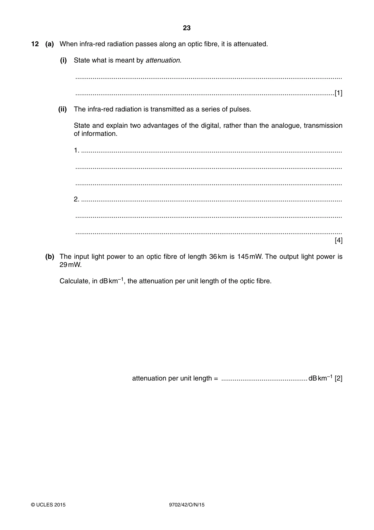 Cambridge A Level Physics 9702 2015 Oct/Nov Paper 4 · Variant 2 question paper, page 23 of 24
