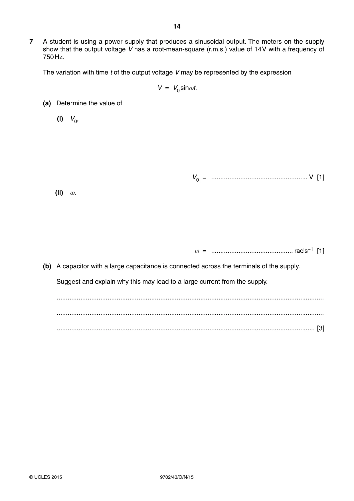 Cambridge A Level Physics 9702 2015 Oct/Nov Paper 4 · Variant 3 question paper, page 14 of 24