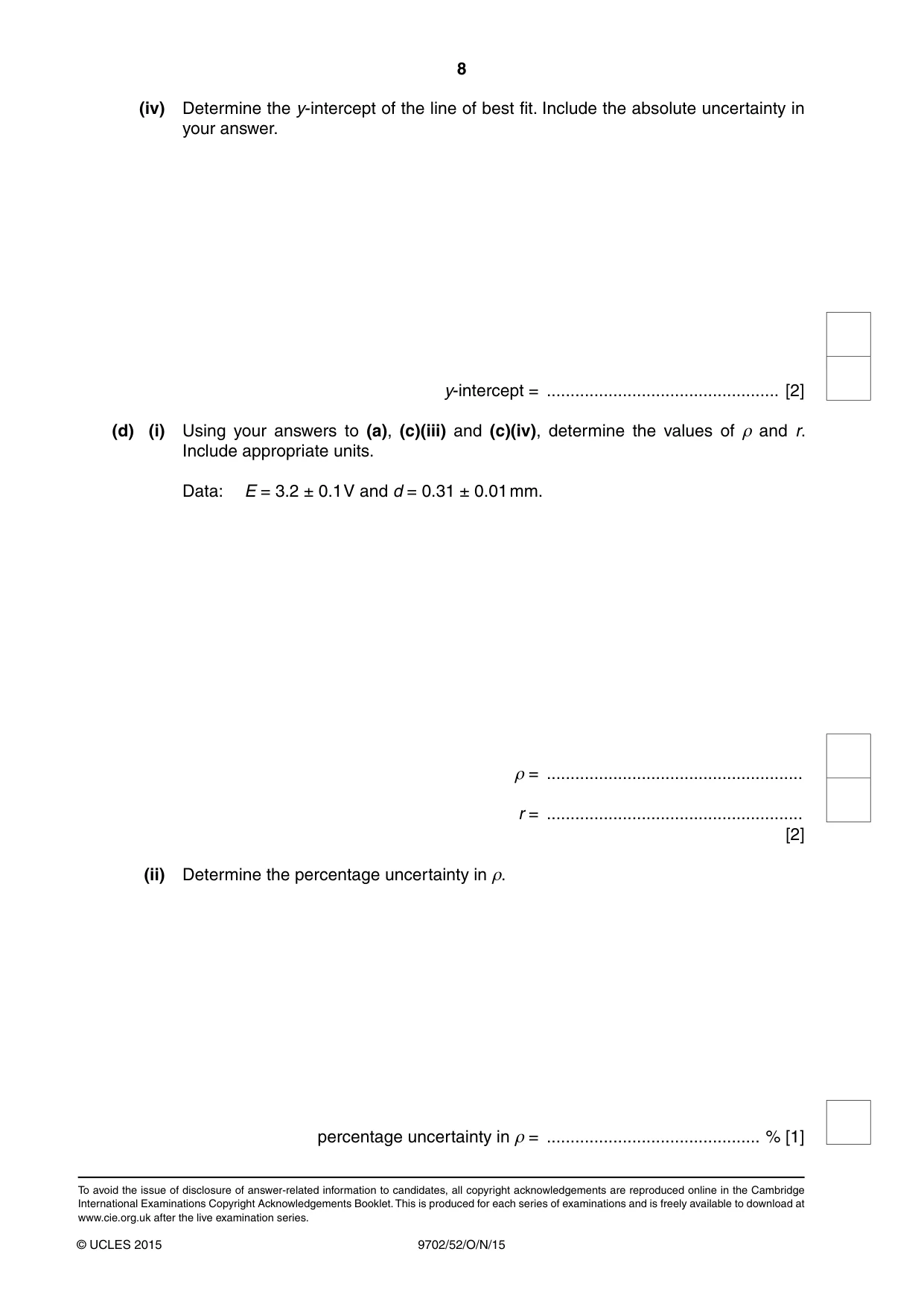 Cambridge A Level Physics 9702 2015 Oct/Nov Paper 5 · Variant 2 question paper, page 8 of 8