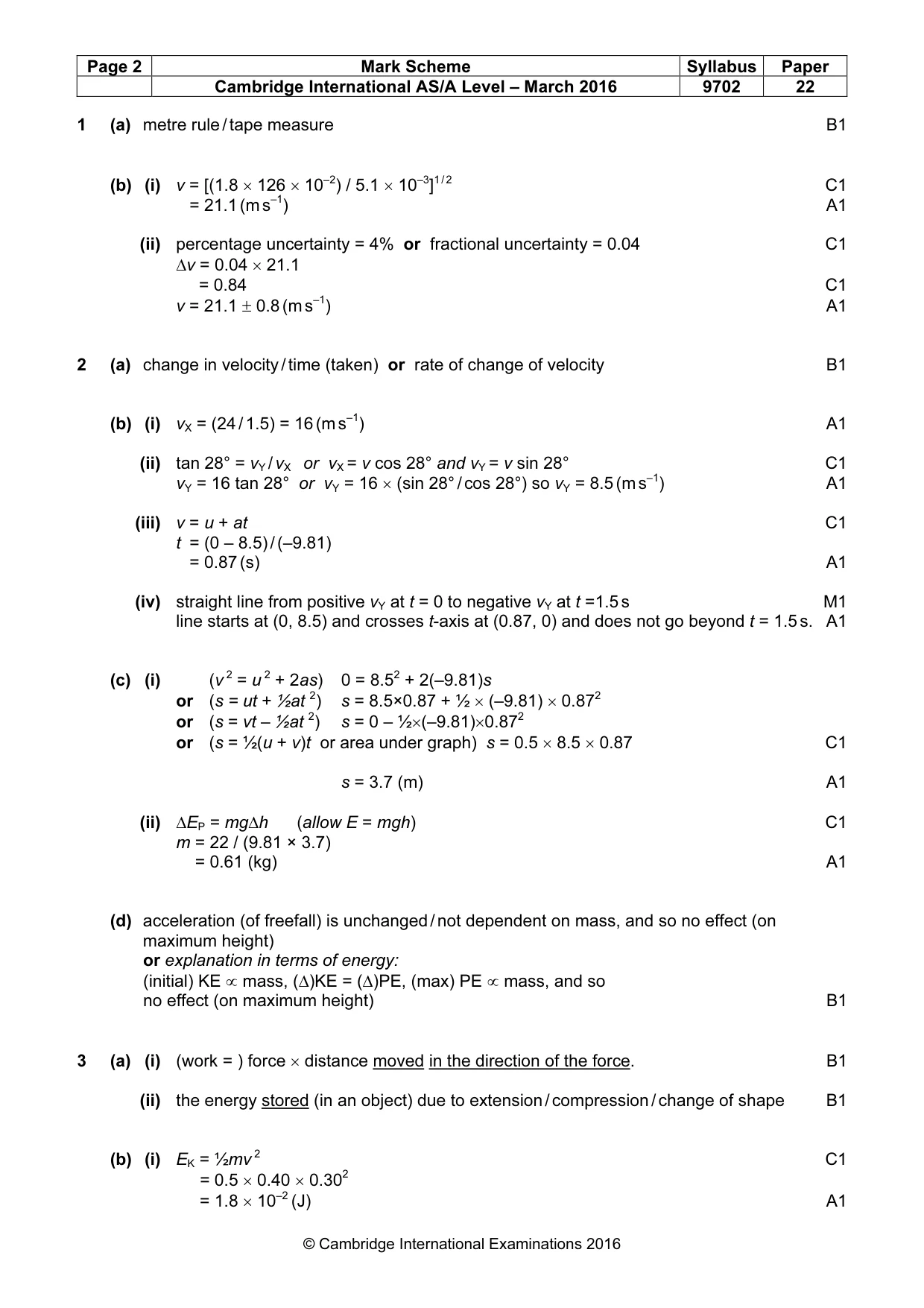 Mark scheme, page 2 of 4
