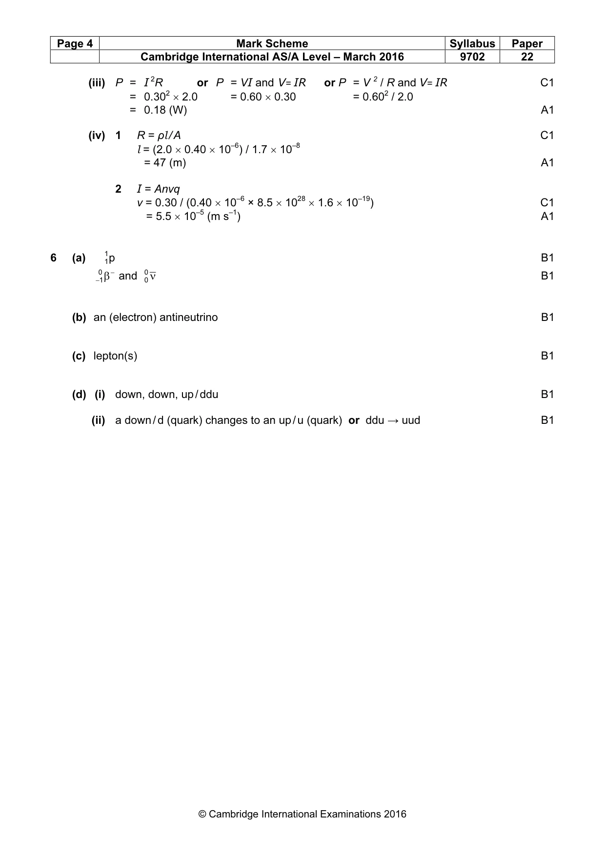 Mark scheme, page 4 of 4
