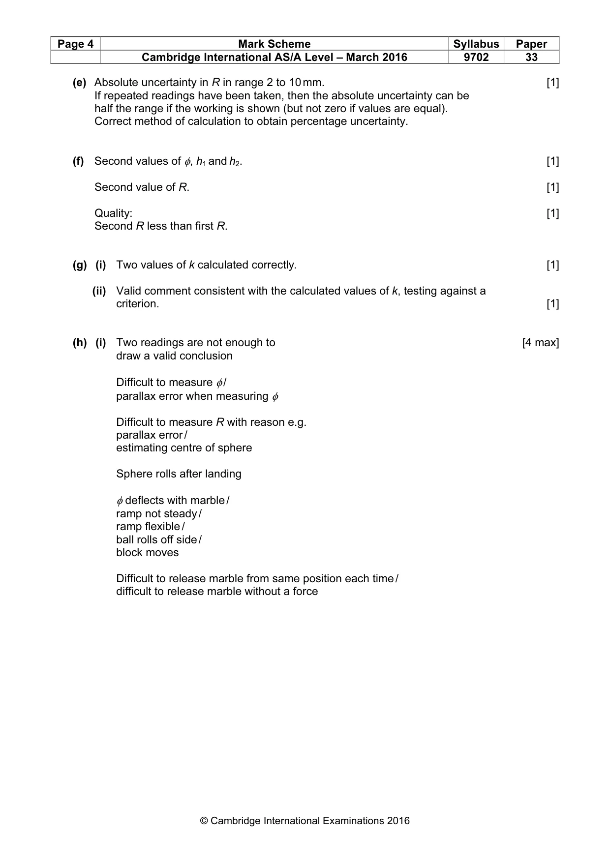 Mark scheme, page 4 of 5
