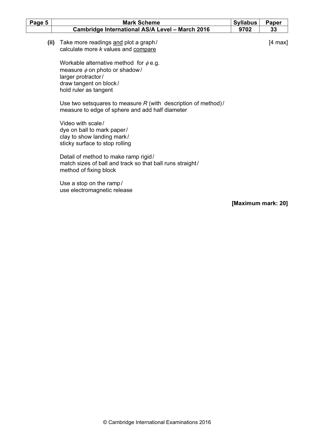 Mark scheme, page 5 of 5