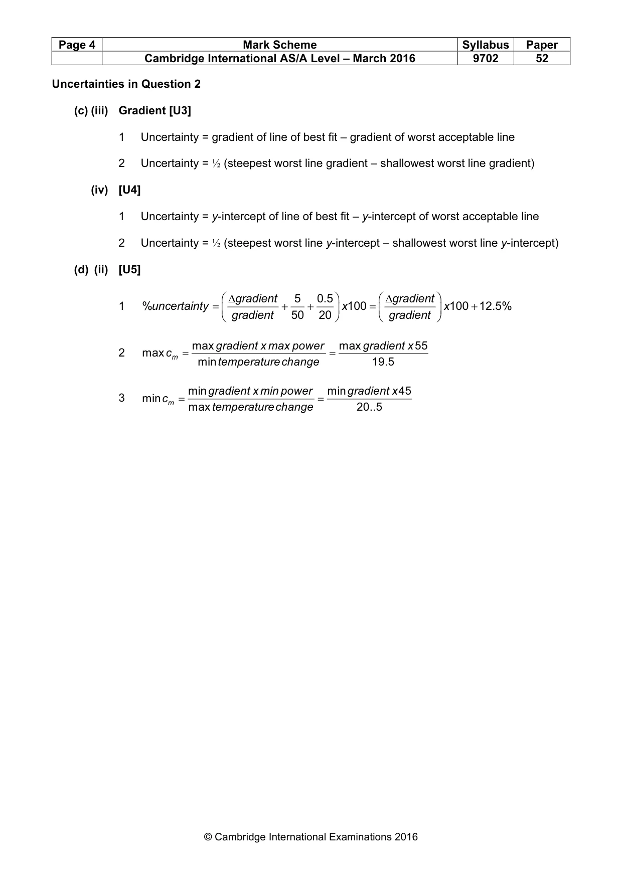 Mark scheme, page 4 of 4