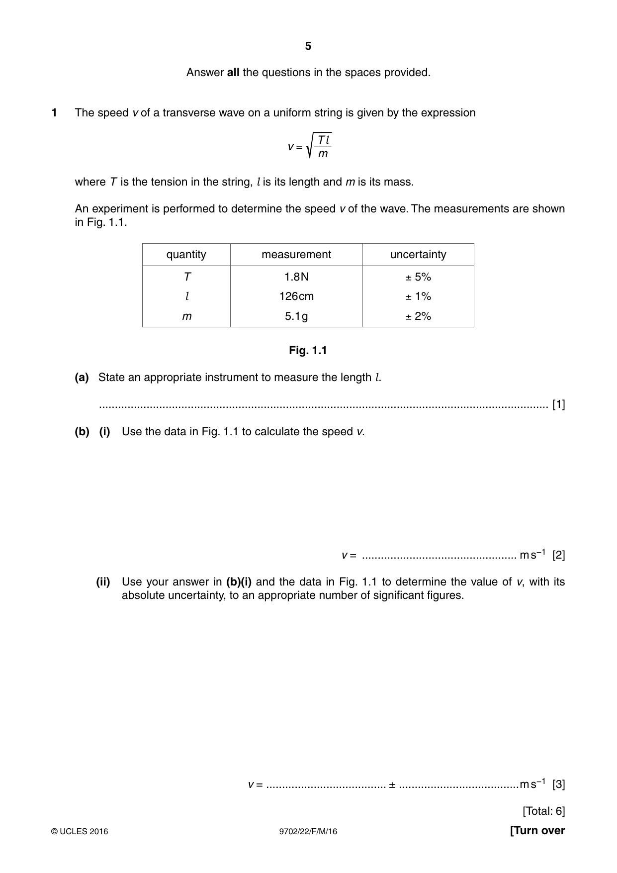Cambridge A Level Physics 9702 2016 Feb/March Paper 2 · Variant 2 question paper, page 5 of 16