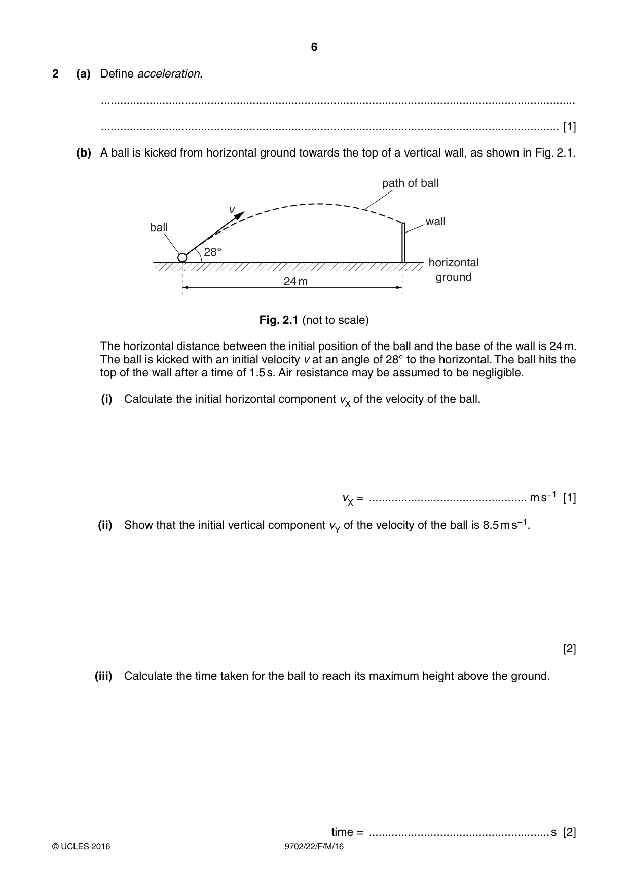 Cambridge A Level Physics 9702 2016 Feb/March Paper 2 · Variant 2 question paper, page 6 of 16