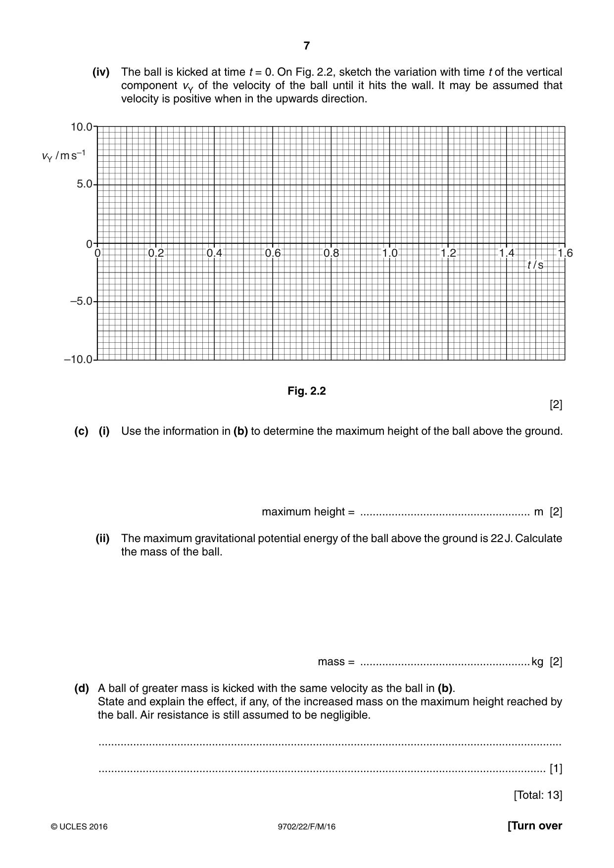 Cambridge A Level Physics 9702 2016 Feb/March Paper 2 · Variant 2 question paper, page 7 of 16