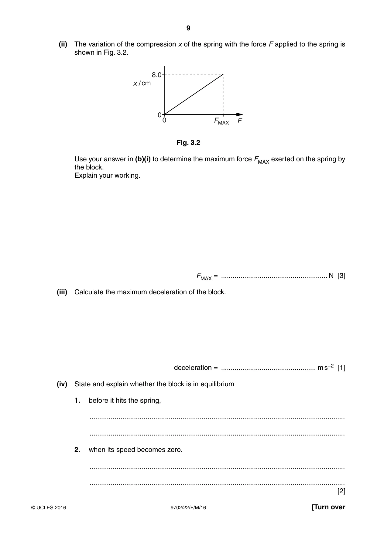 Cambridge A Level Physics 9702 2016 Feb/March Paper 2 · Variant 2 question paper, page 9 of 16