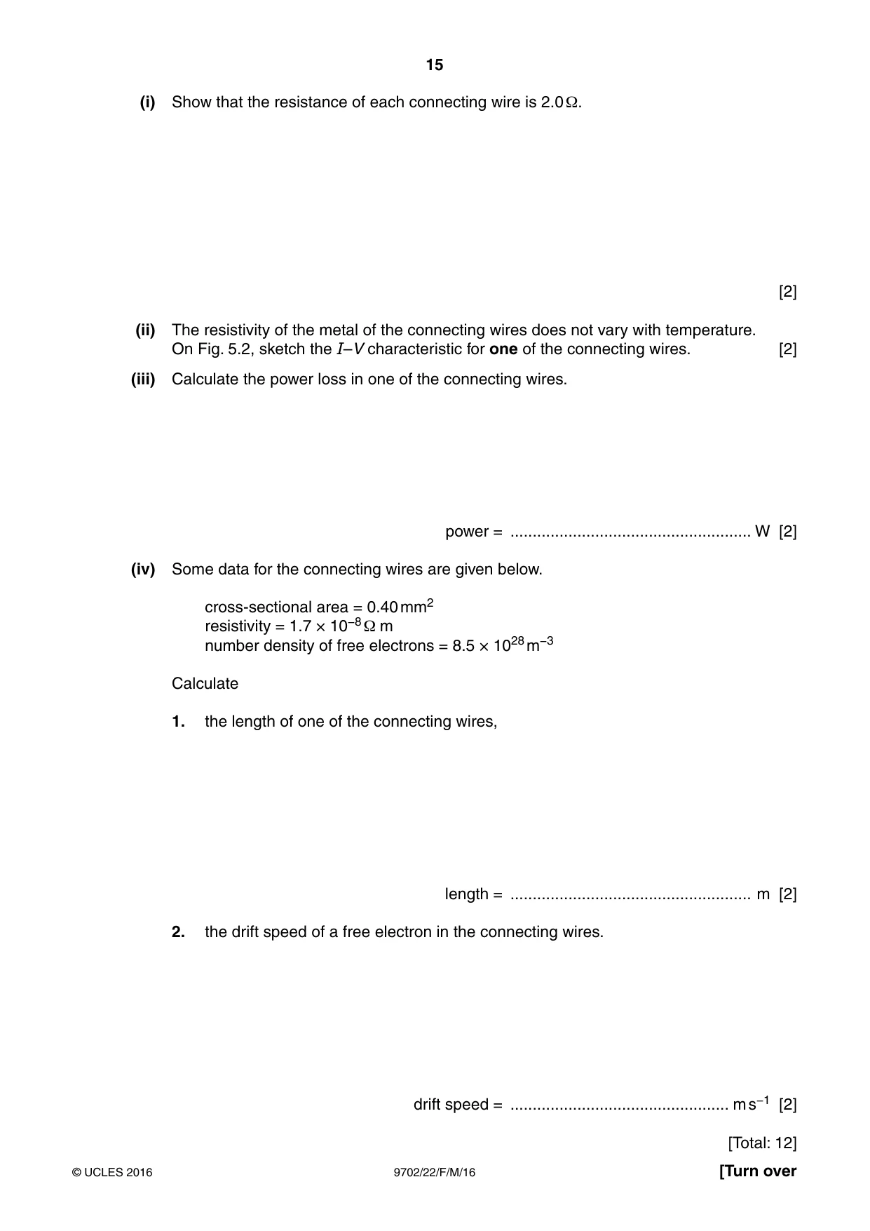 Cambridge A Level Physics 9702 2016 Feb/March Paper 2 · Variant 2 question paper, page 15 of 16