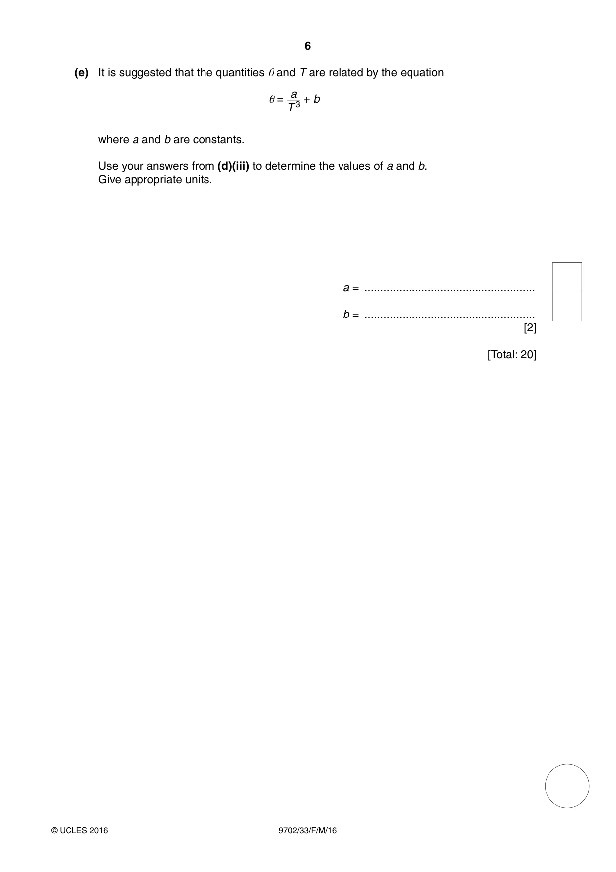 Cambridge A Level Physics 9702 2016 Feb/March Paper 3 · Variant 3 question paper, page 6 of 12