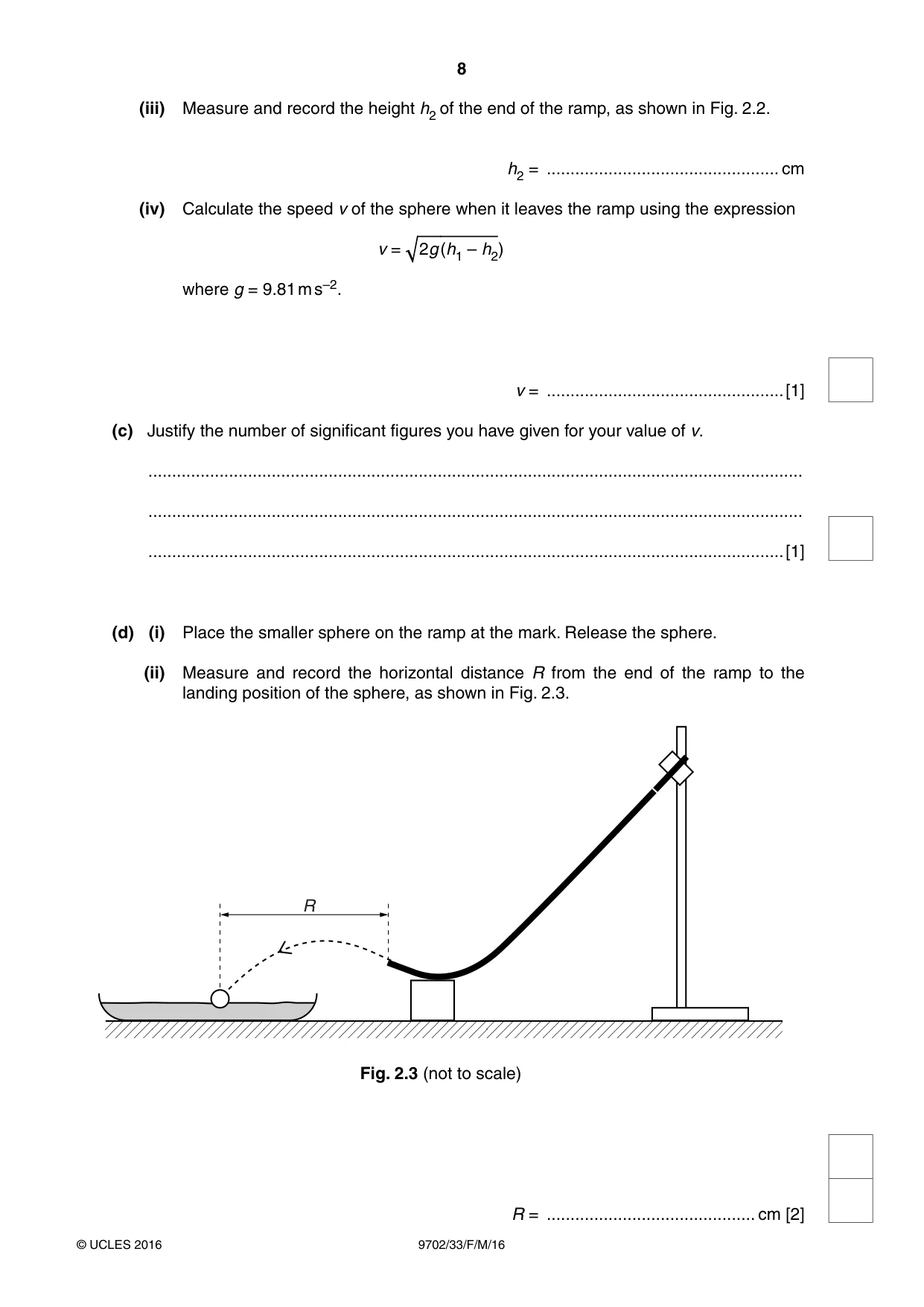 Cambridge A Level Physics 9702 2016 Feb/March Paper 3 · Variant 3 question paper, page 8 of 12