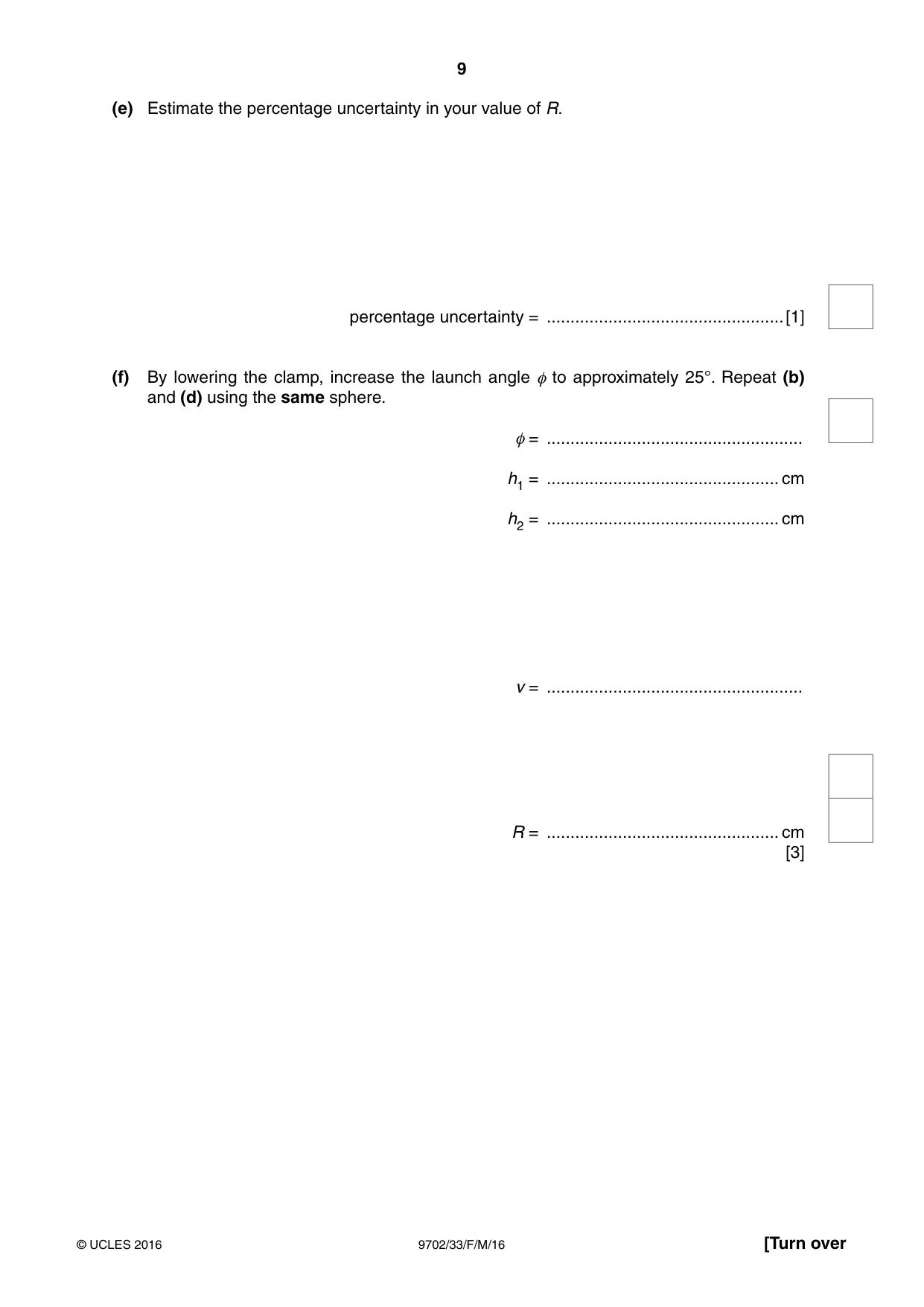 Cambridge A Level Physics 9702 2016 Feb/March Paper 3 · Variant 3 question paper, page 9 of 12