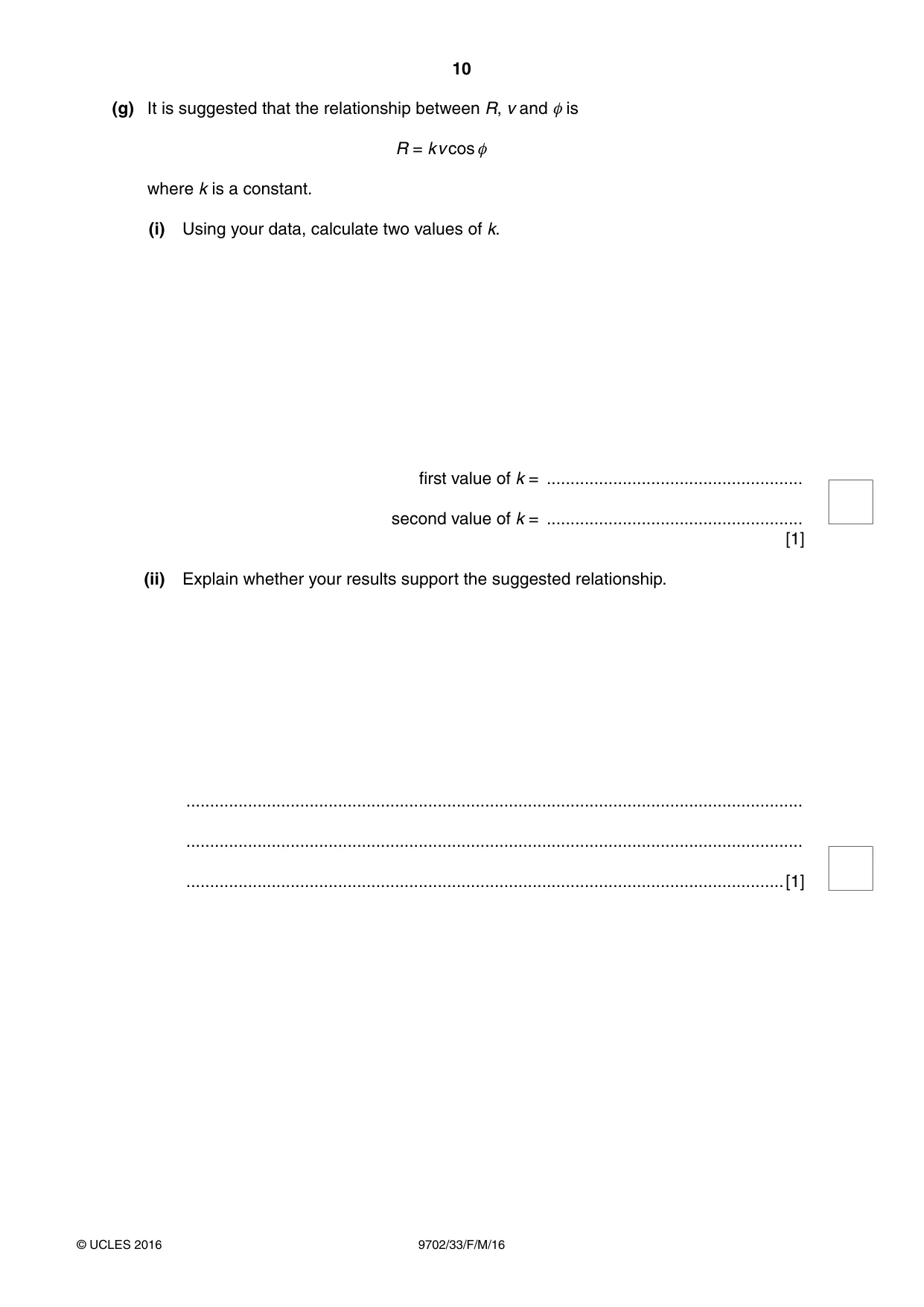 Cambridge A Level Physics 9702 2016 Feb/March Paper 3 · Variant 3 question paper, page 10 of 12