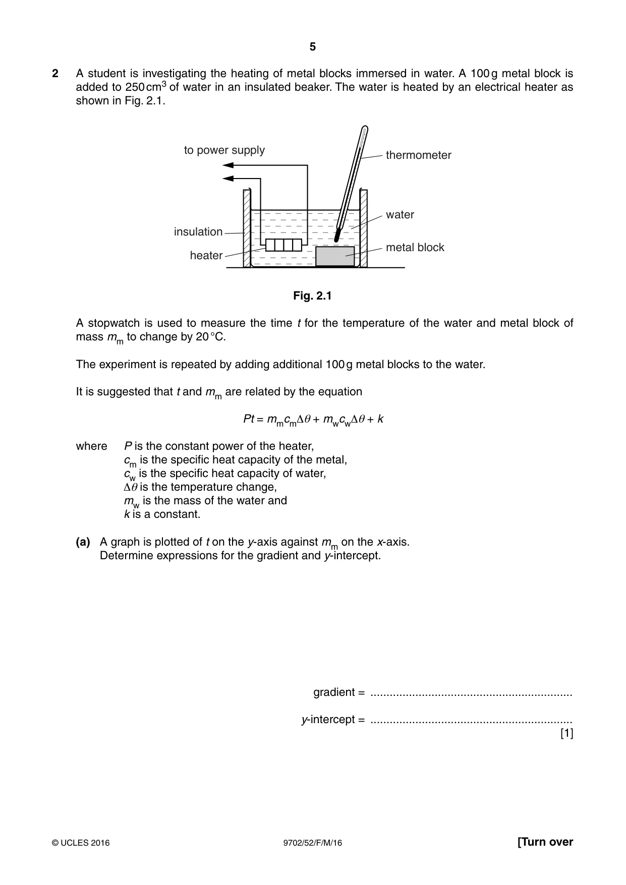 Cambridge A Level Physics 9702 2016 Feb/March Paper 5 · Variant 2 question paper, page 5 of 8