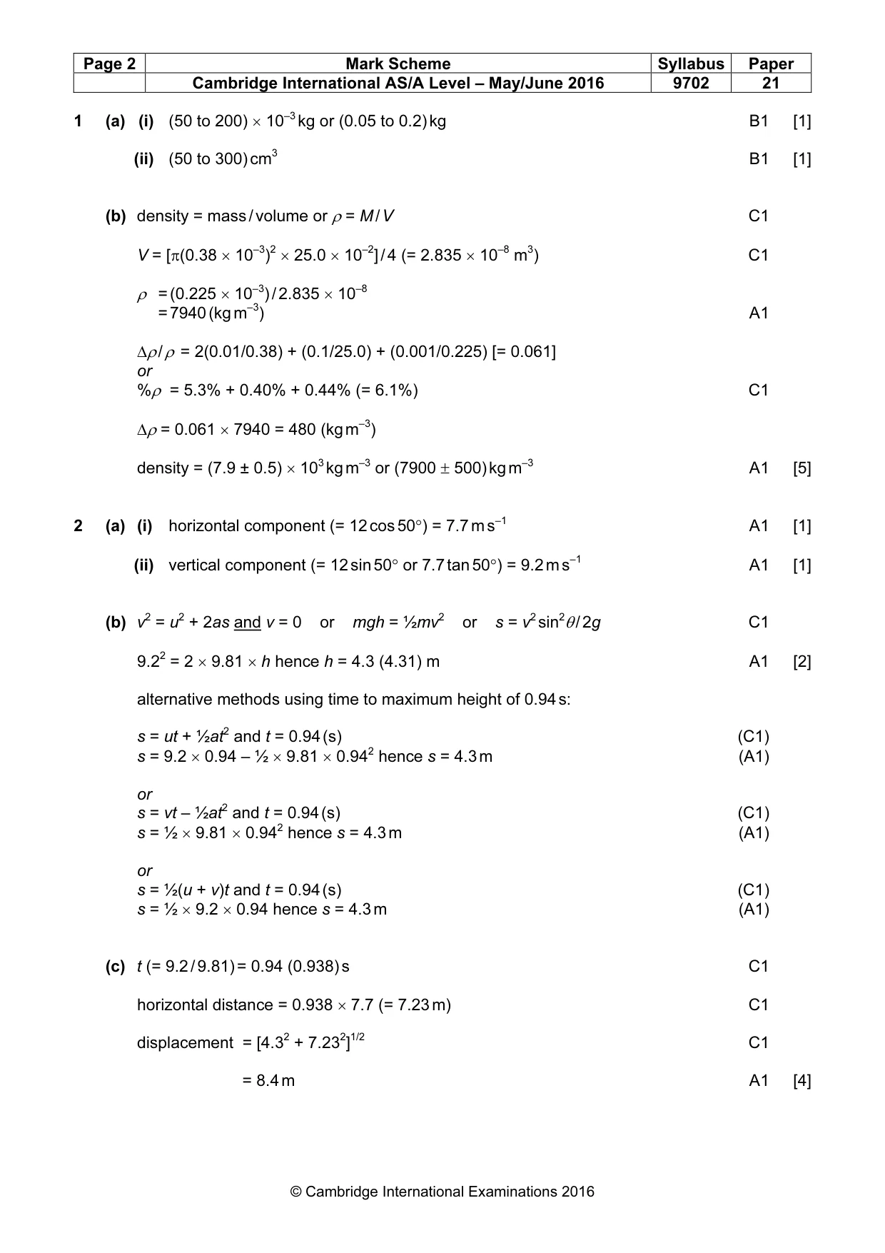 Mark scheme, page 2 of 6
