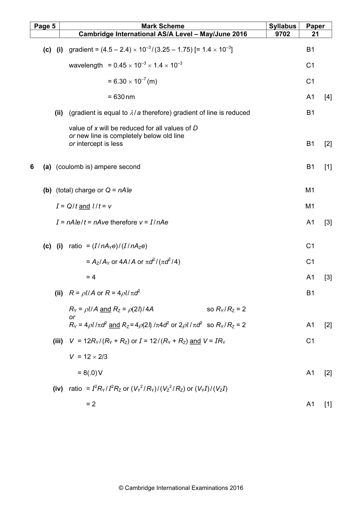 Mark scheme, page 5 of 6