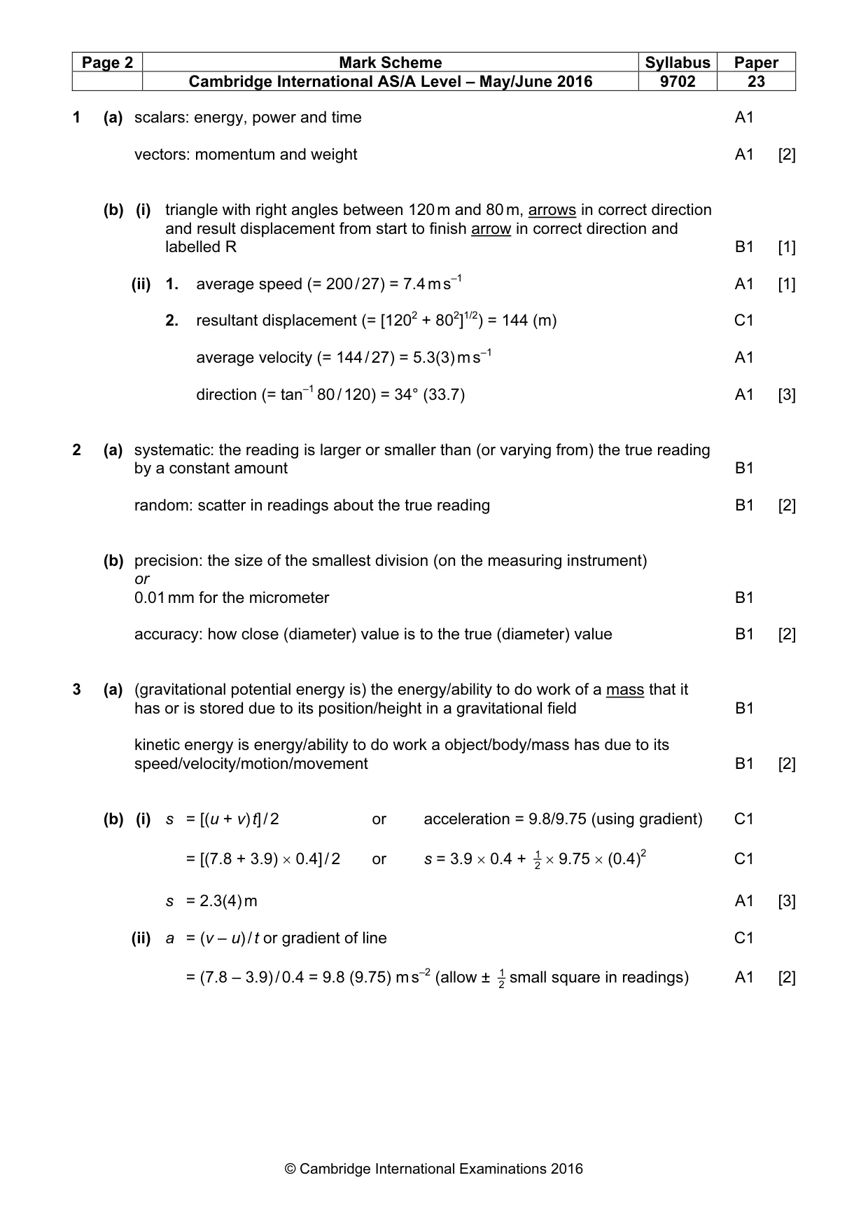 Mark scheme, page 2 of 5