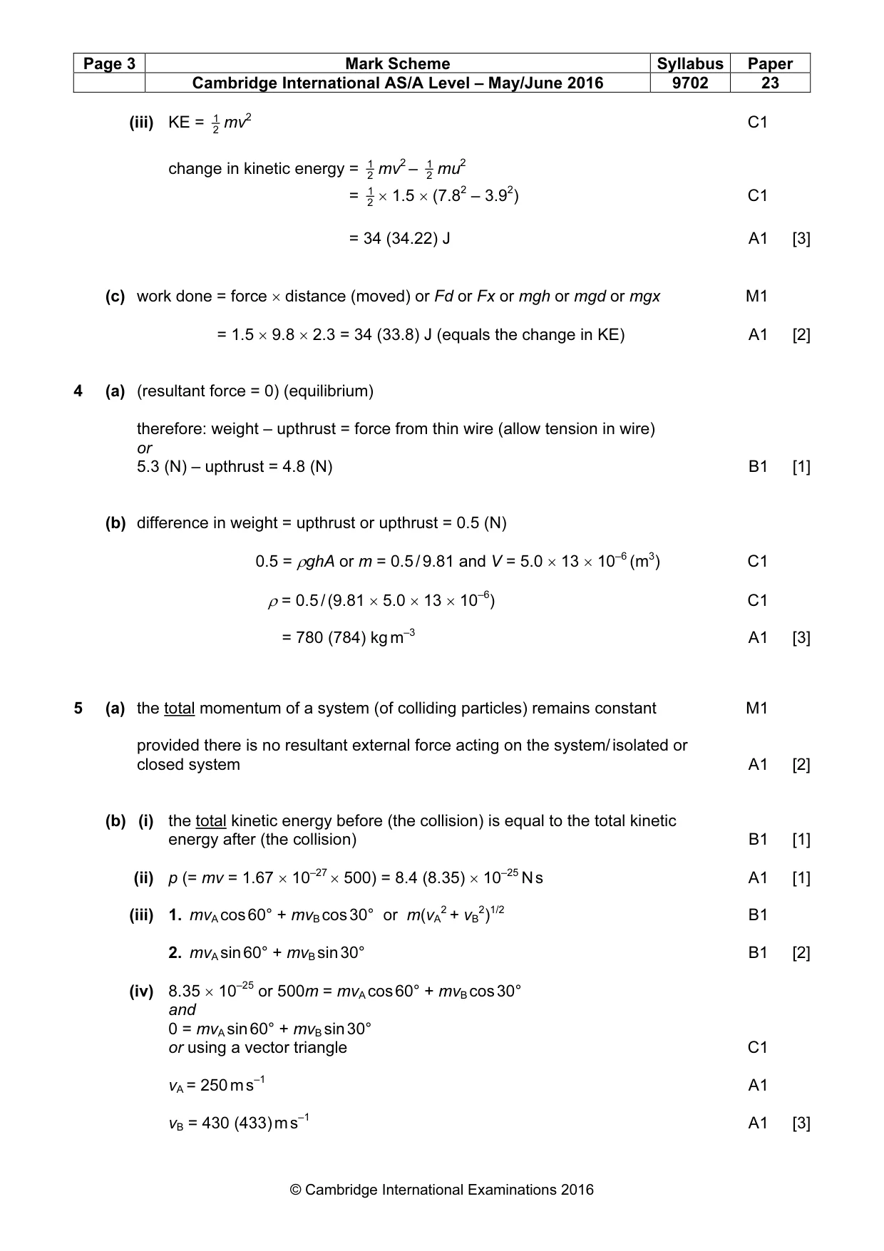 Mark scheme, page 3 of 5