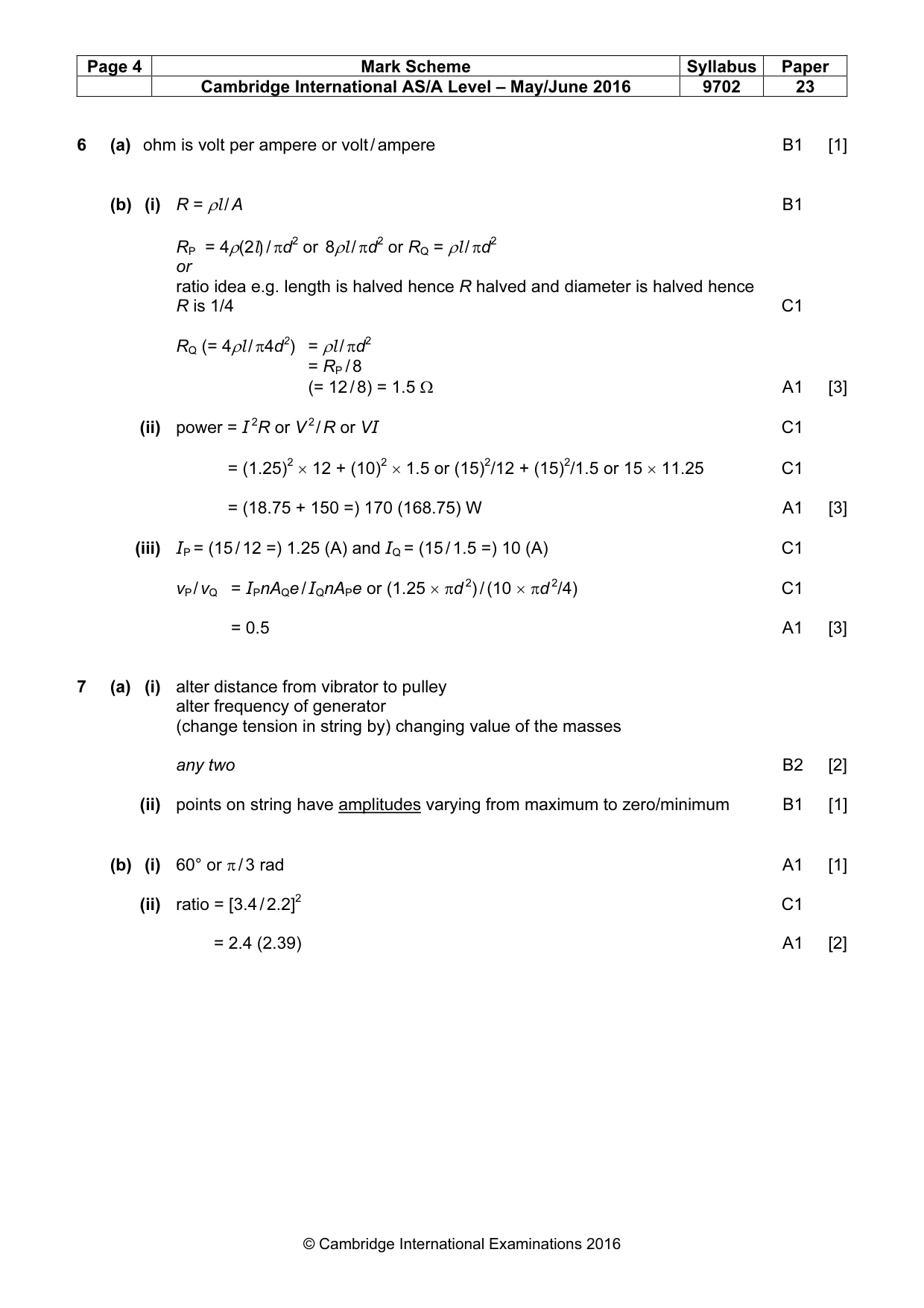 Mark scheme, page 4 of 5