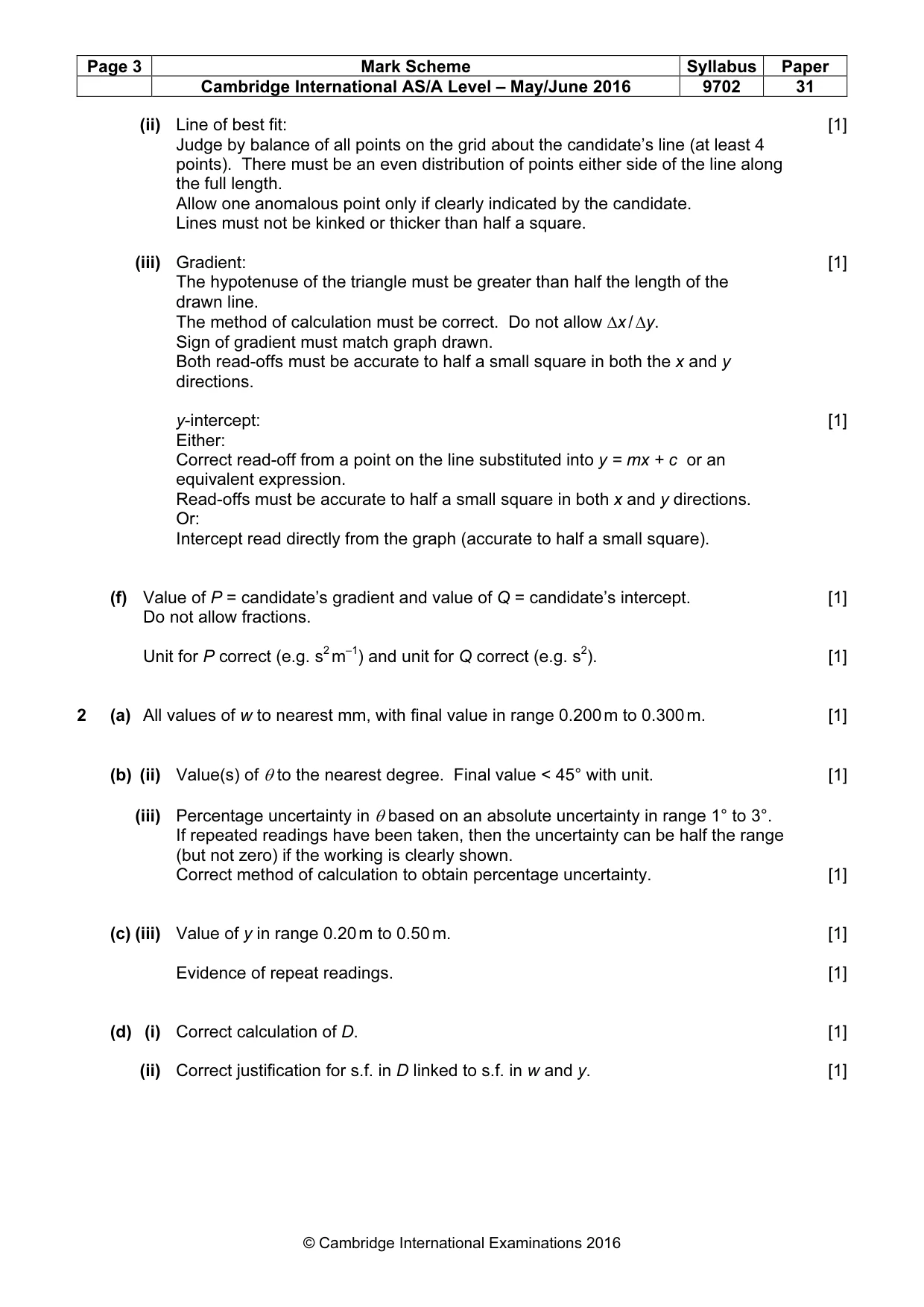 Mark scheme, page 3 of 4
