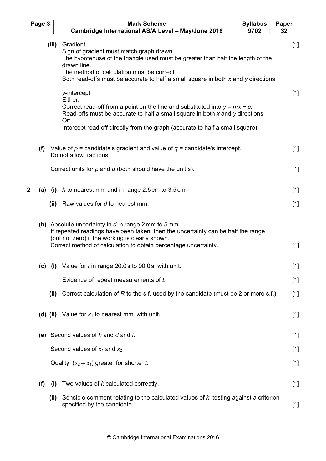 Mark scheme, page 3 of 4