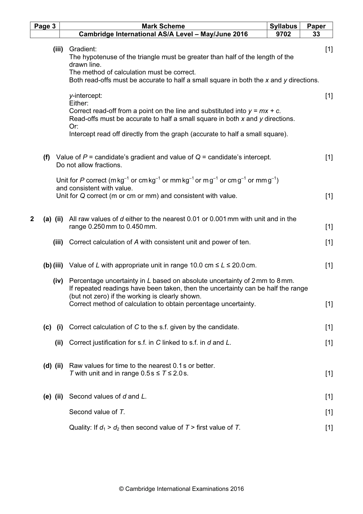 Mark scheme, page 3 of 4