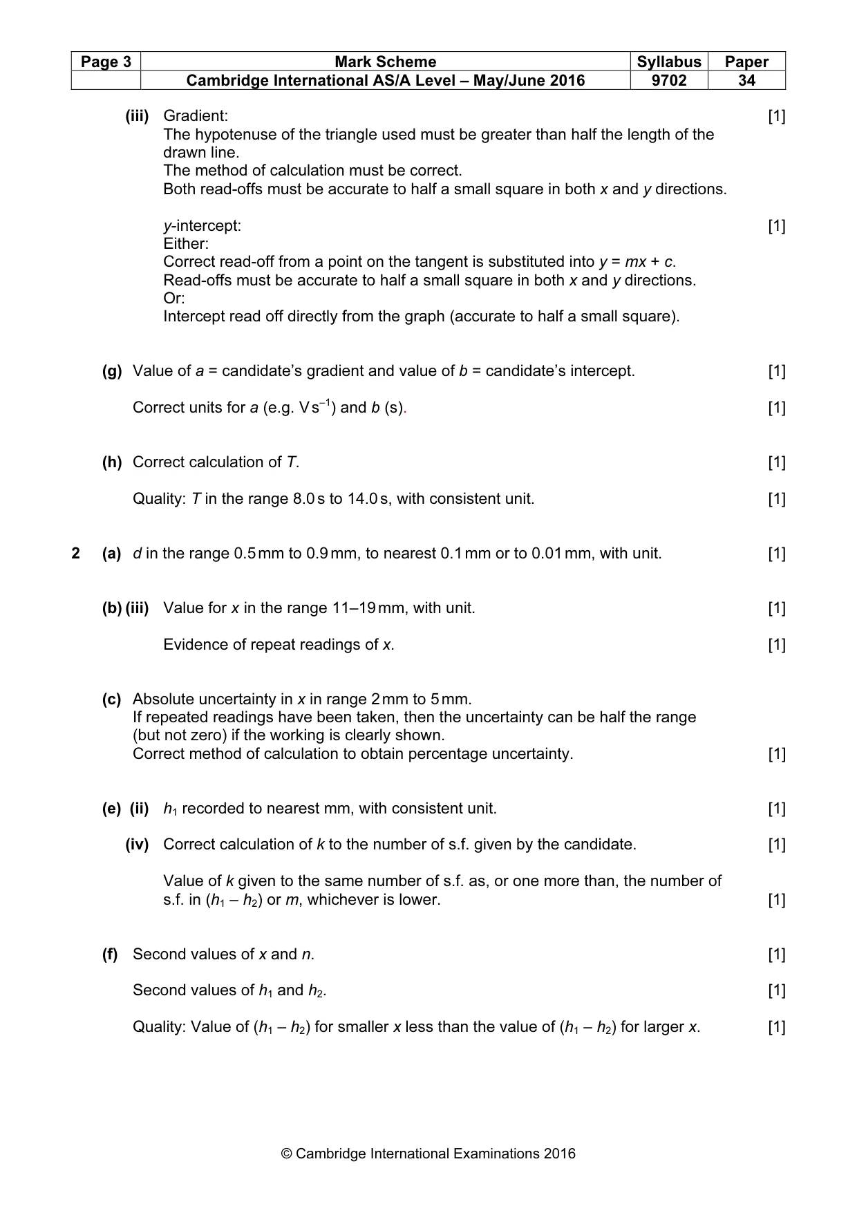Mark scheme, page 3 of 4