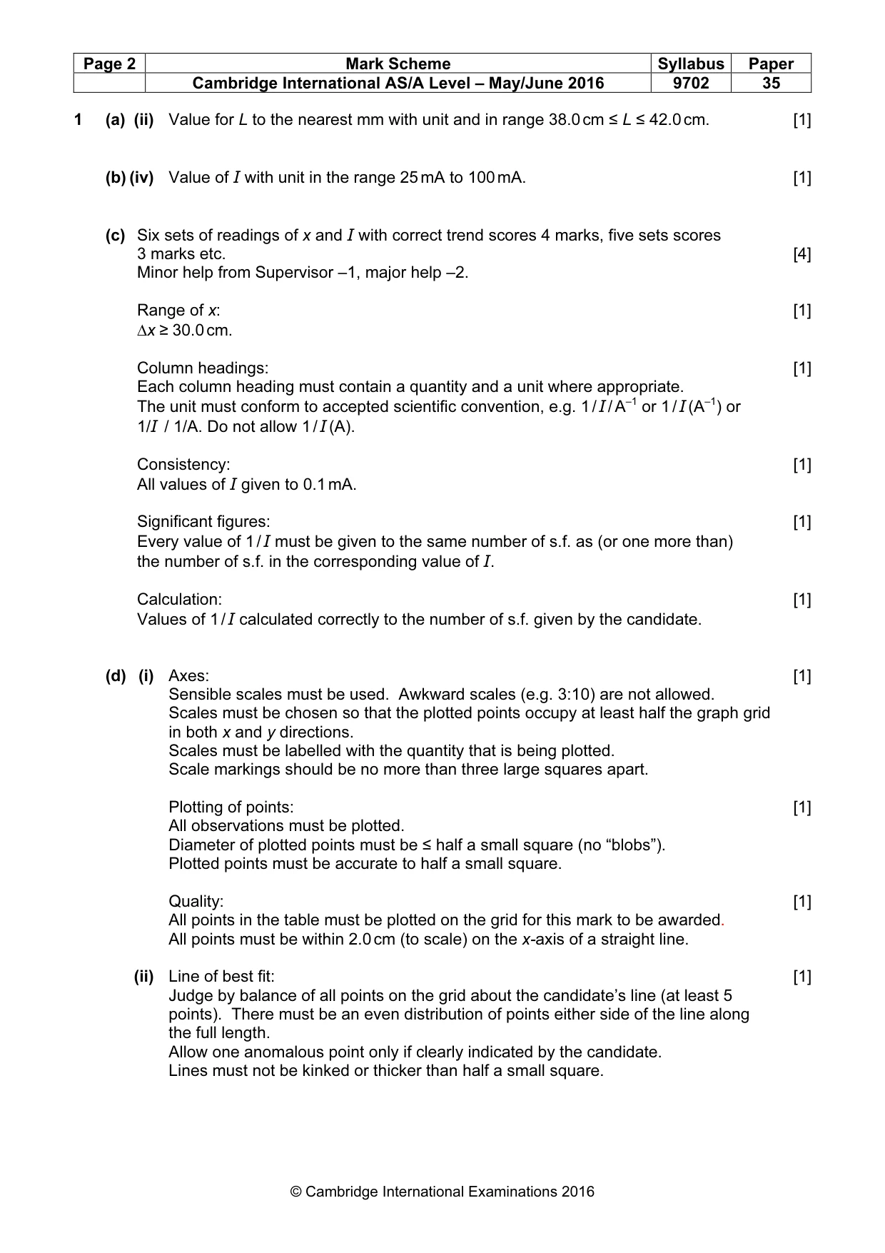 Mark scheme, page 2 of 4