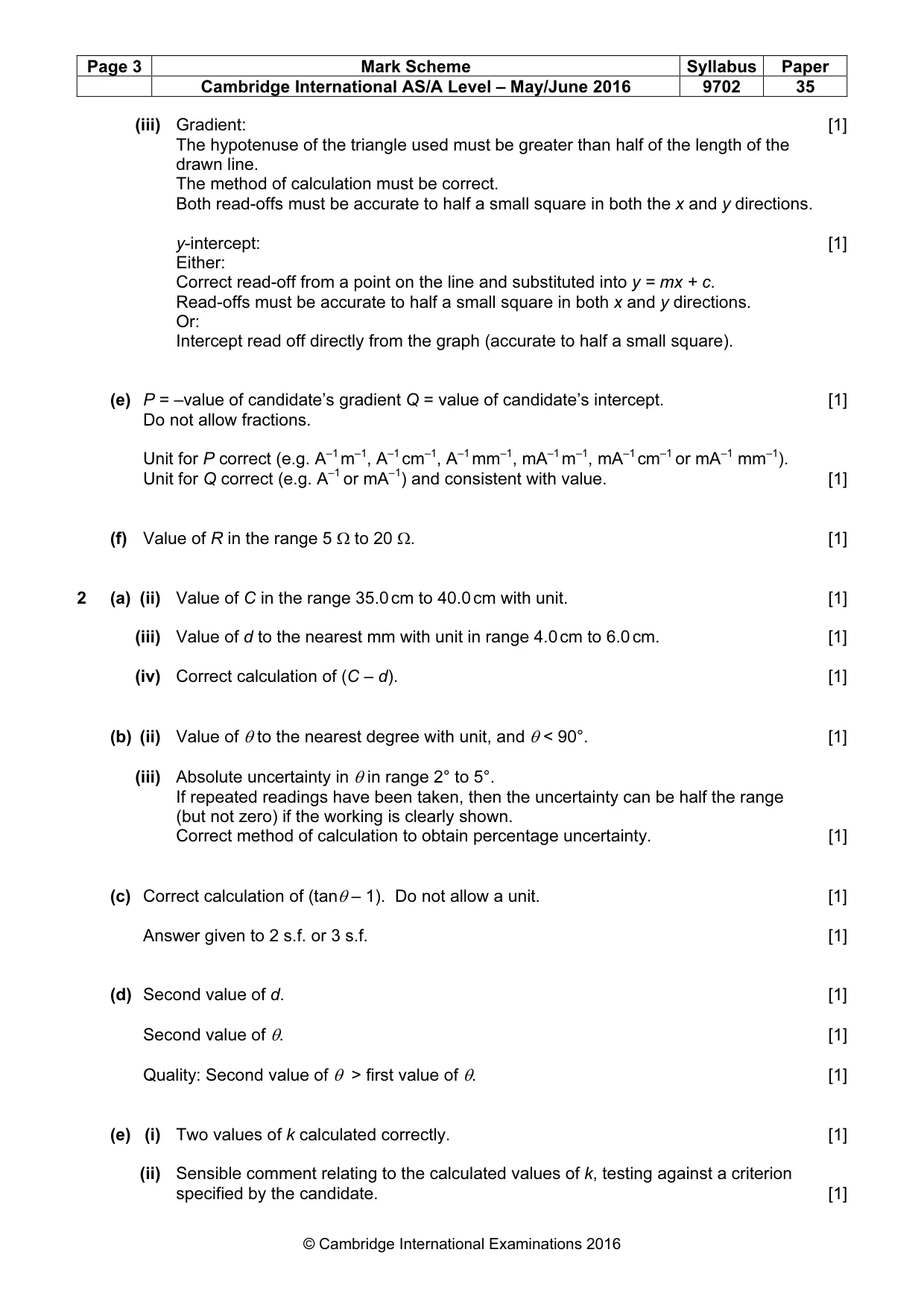 Mark scheme, page 3 of 4
