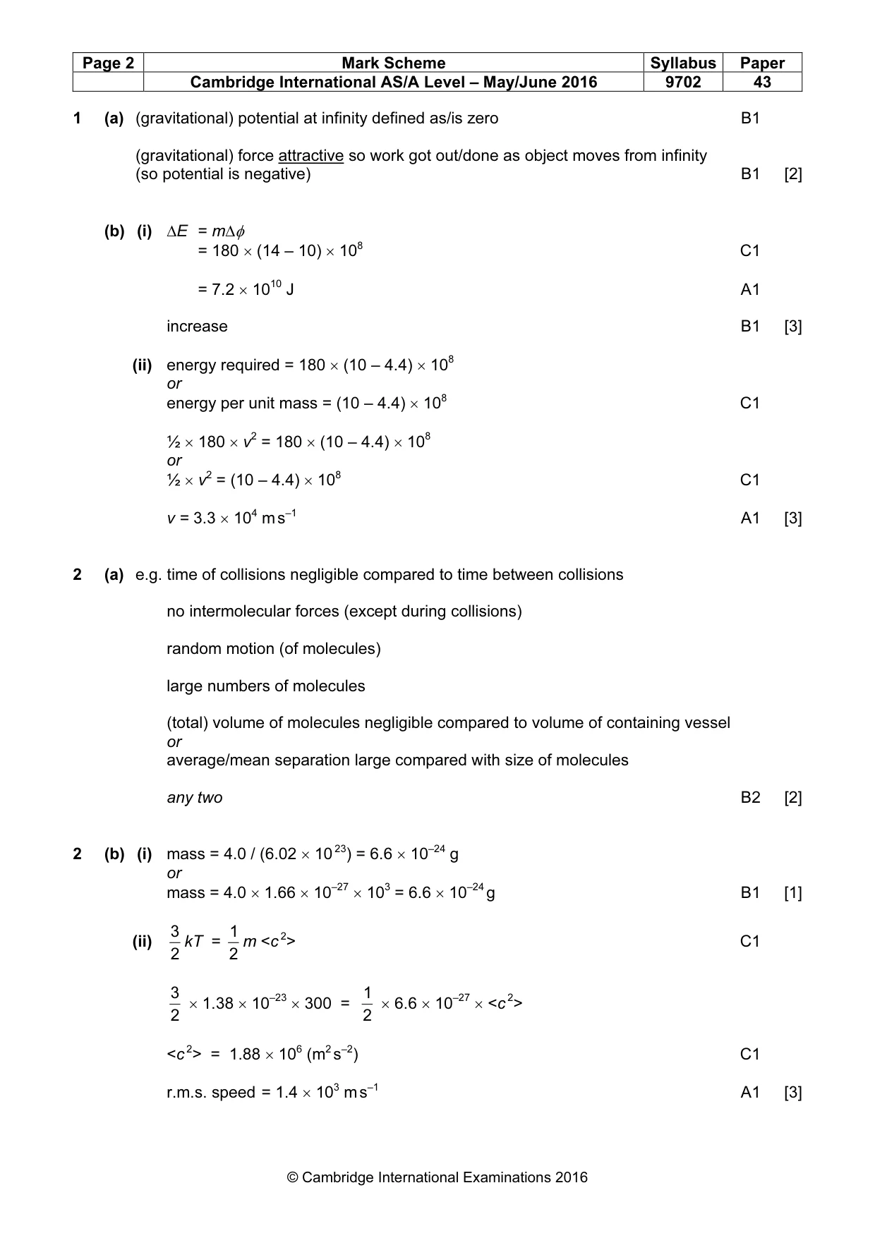 Mark scheme, page 2 of 7