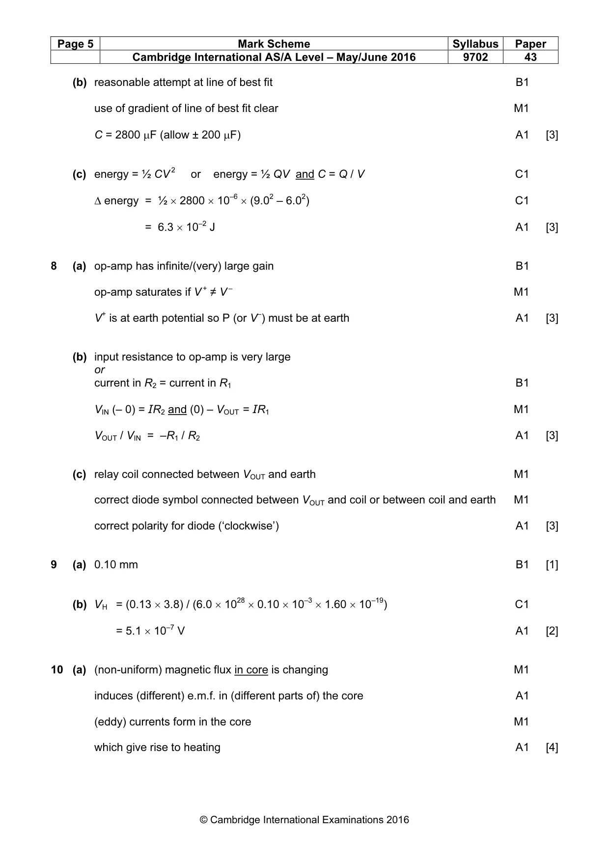 Mark scheme, page 5 of 7
