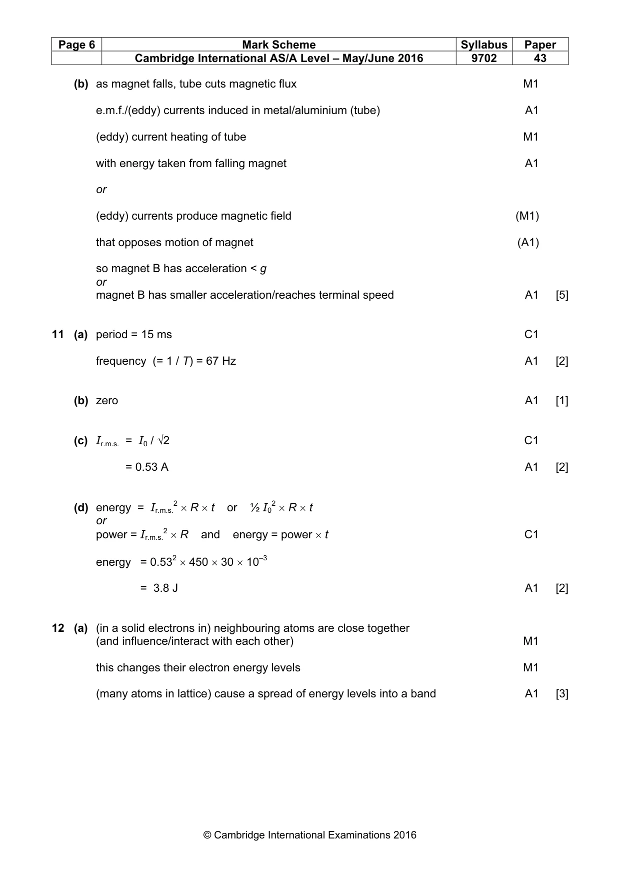 Mark scheme, page 6 of 7