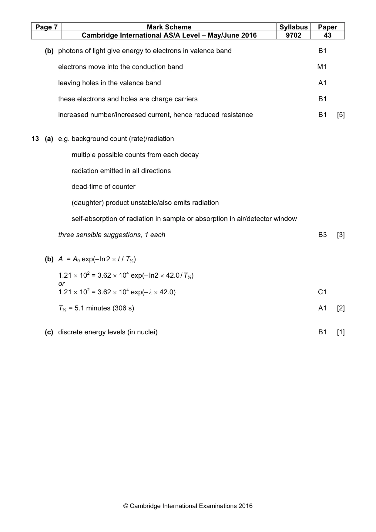 Mark scheme, page 7 of 7