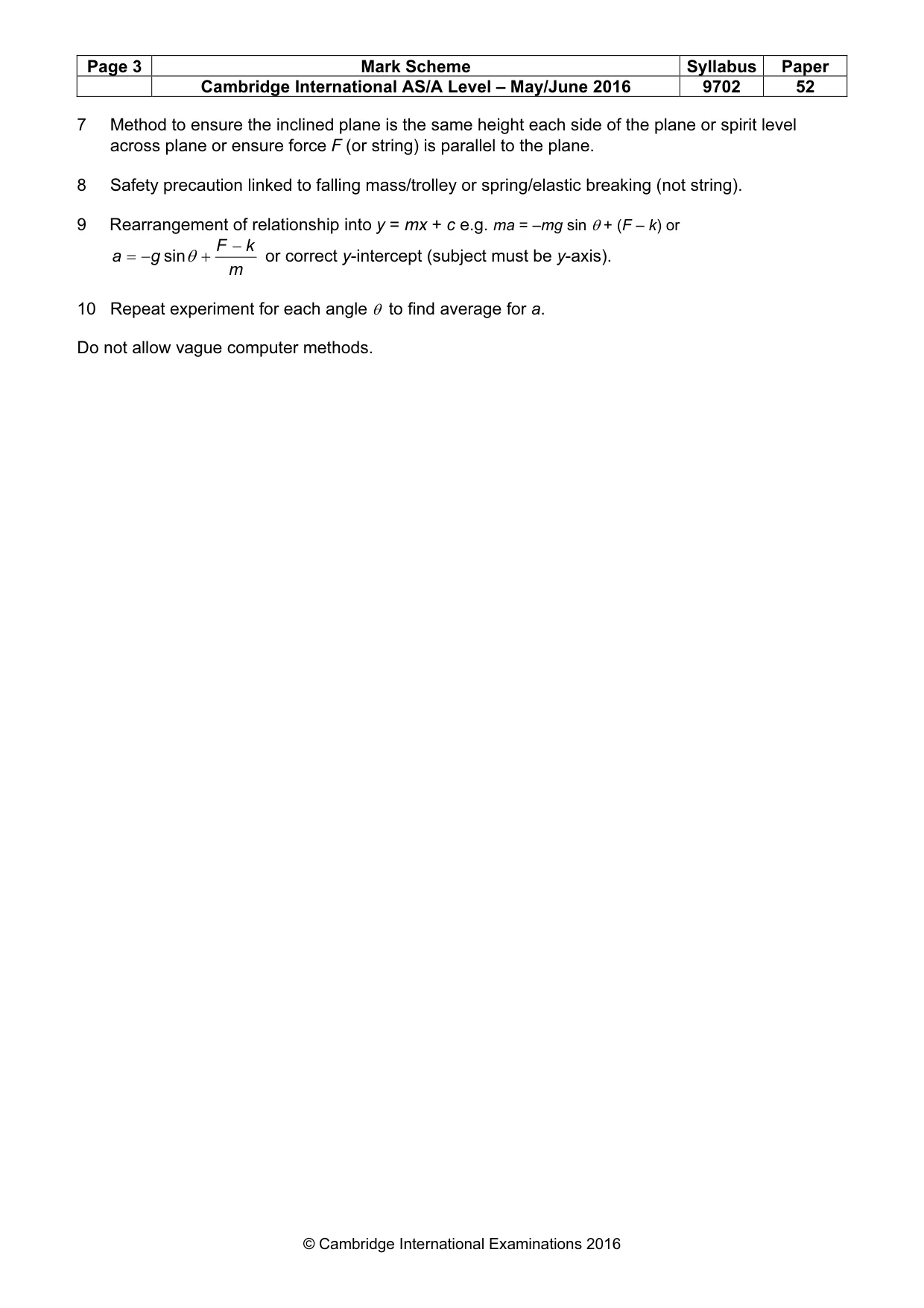 Mark scheme, page 3 of 6