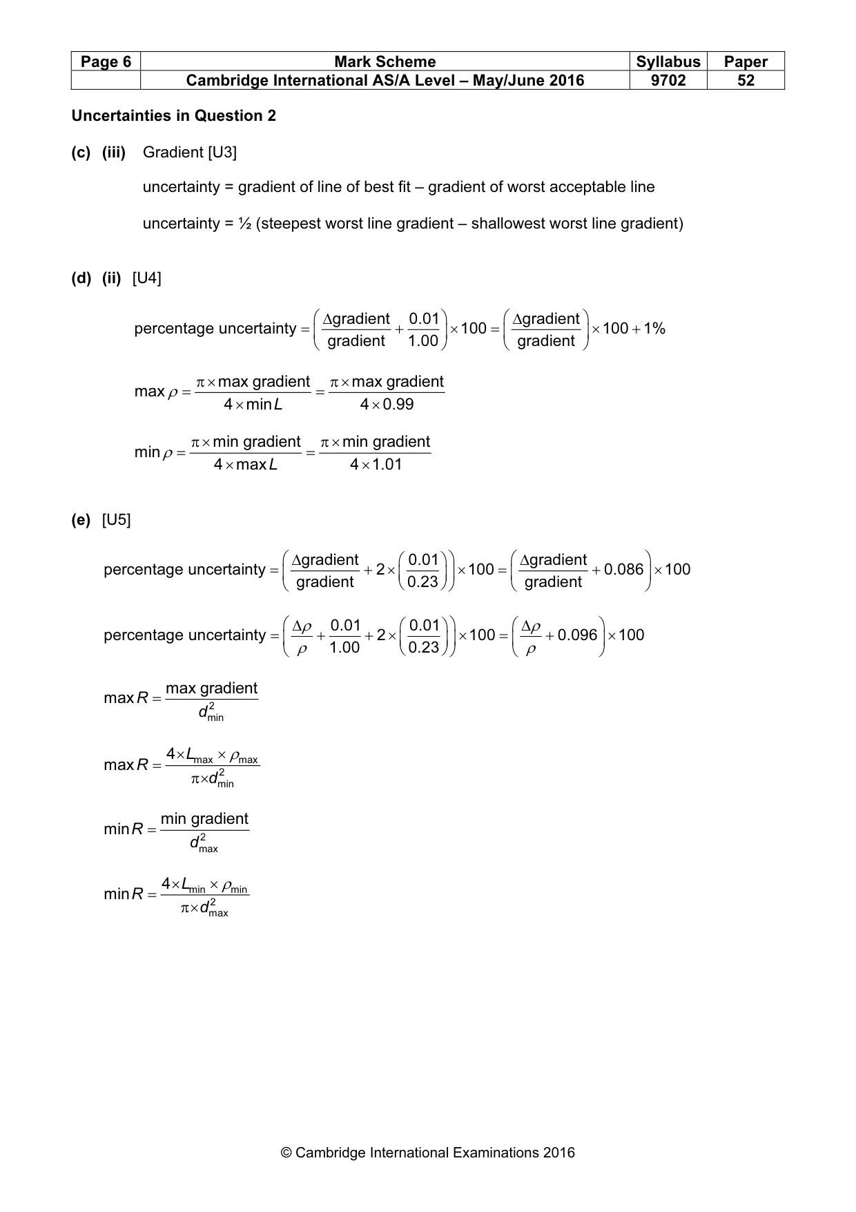Mark scheme, page 6 of 6