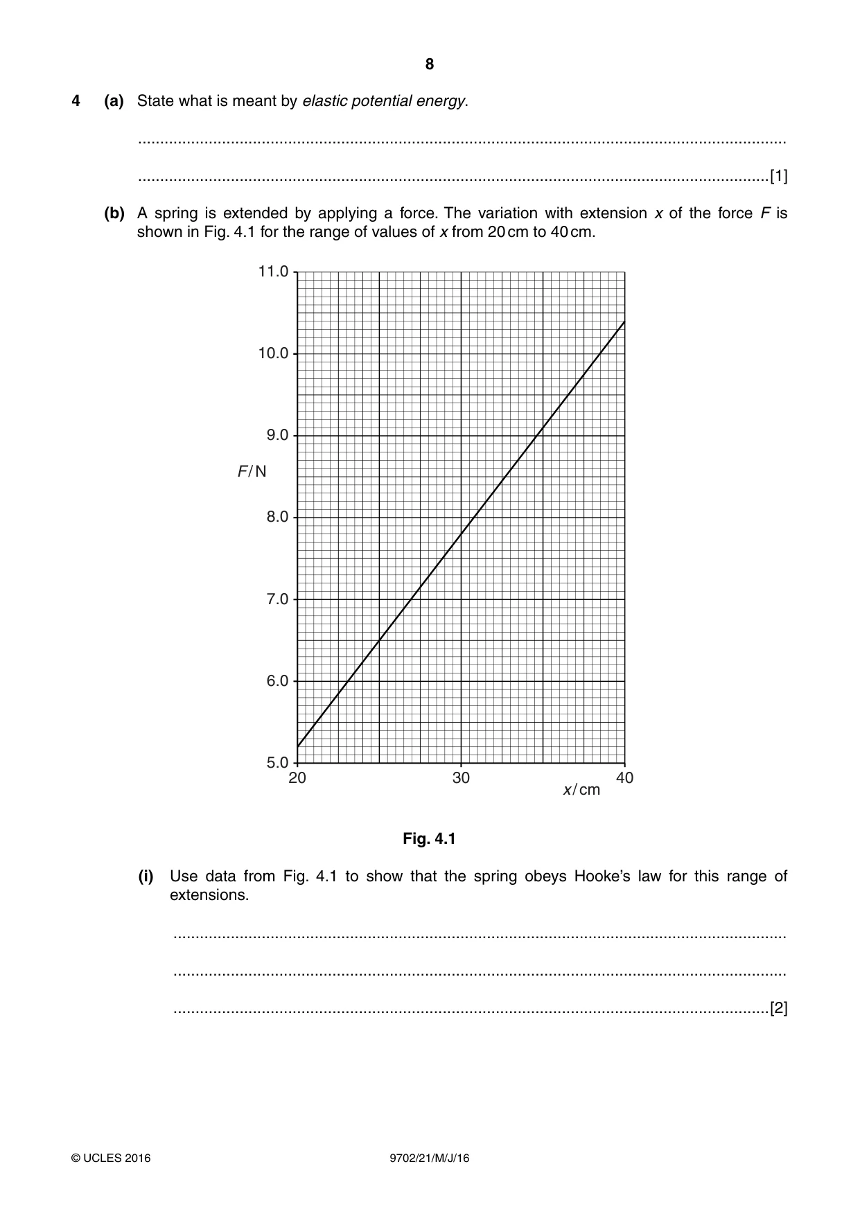 Cambridge A Level Physics 9702 2016 May/June Paper 2 · Variant 1 question paper, page 8 of 16