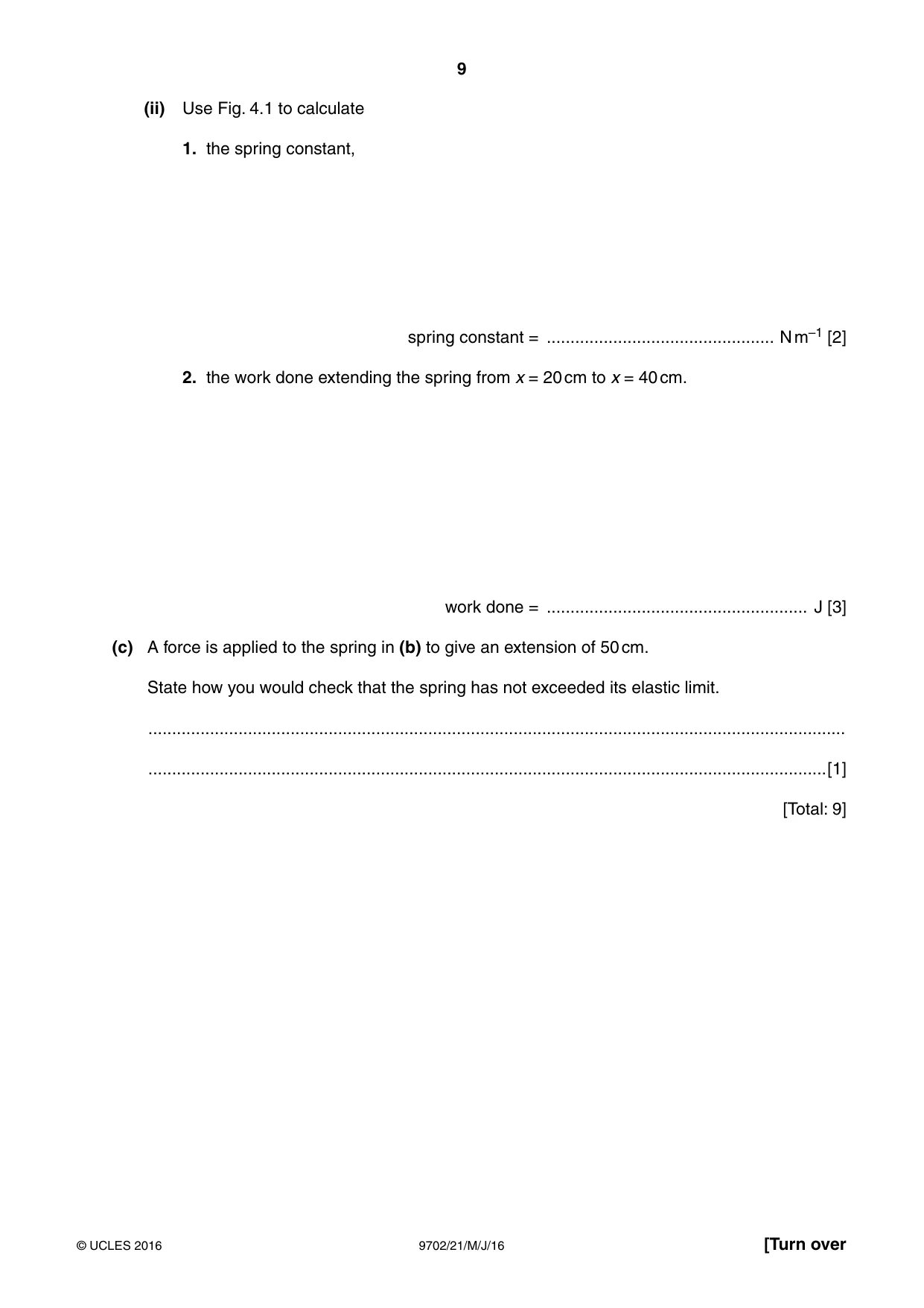 Cambridge A Level Physics 9702 2016 May/June Paper 2 · Variant 1 question paper, page 9 of 16