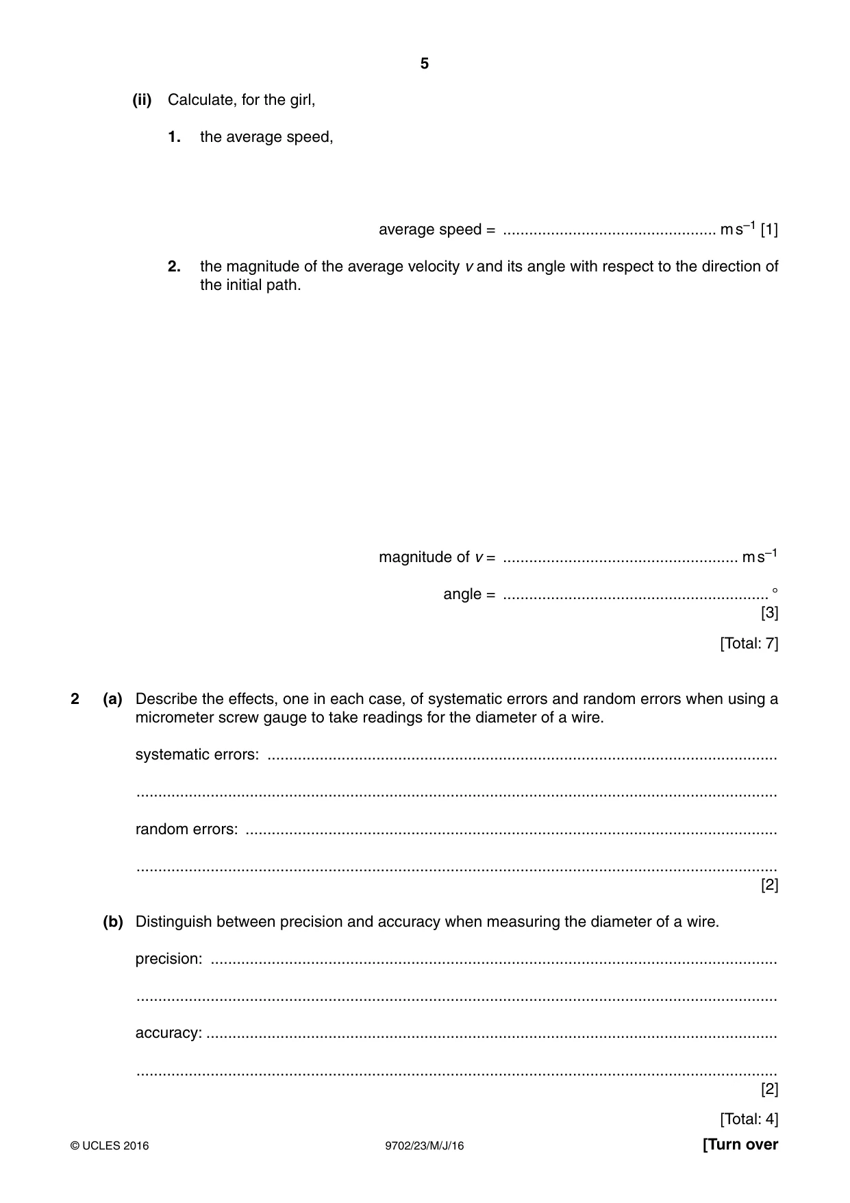 Cambridge A Level Physics 9702 2016 May/June Paper 2 · Variant 3 question paper, page 5 of 16