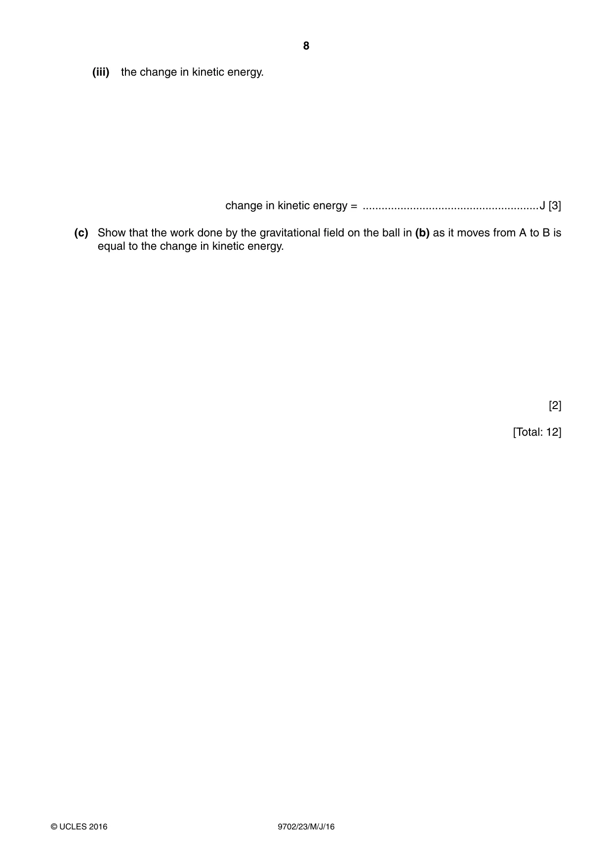Cambridge A Level Physics 9702 2016 May/June Paper 2 · Variant 3 question paper, page 8 of 16