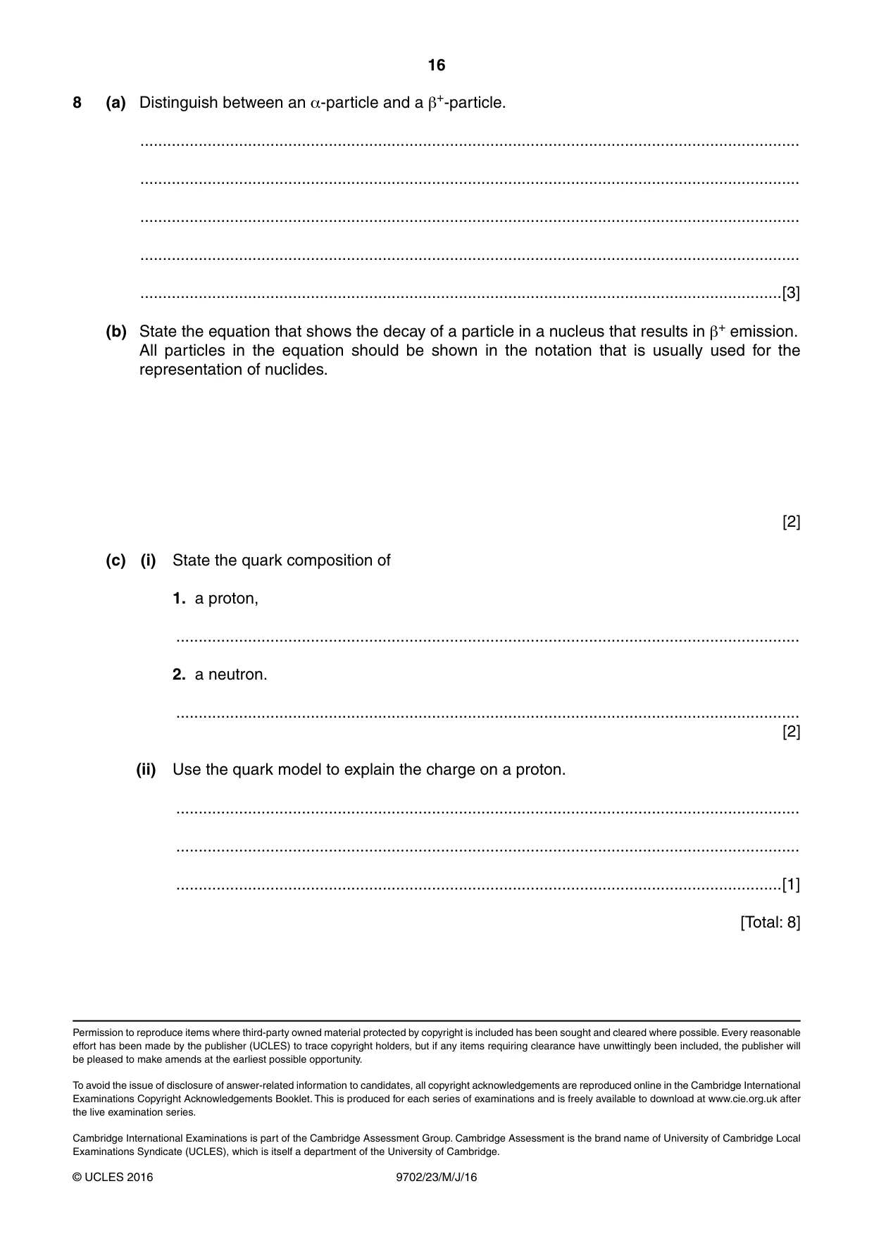 Cambridge A Level Physics 9702 2016 May/June Paper 2 · Variant 3 question paper, page 16 of 16