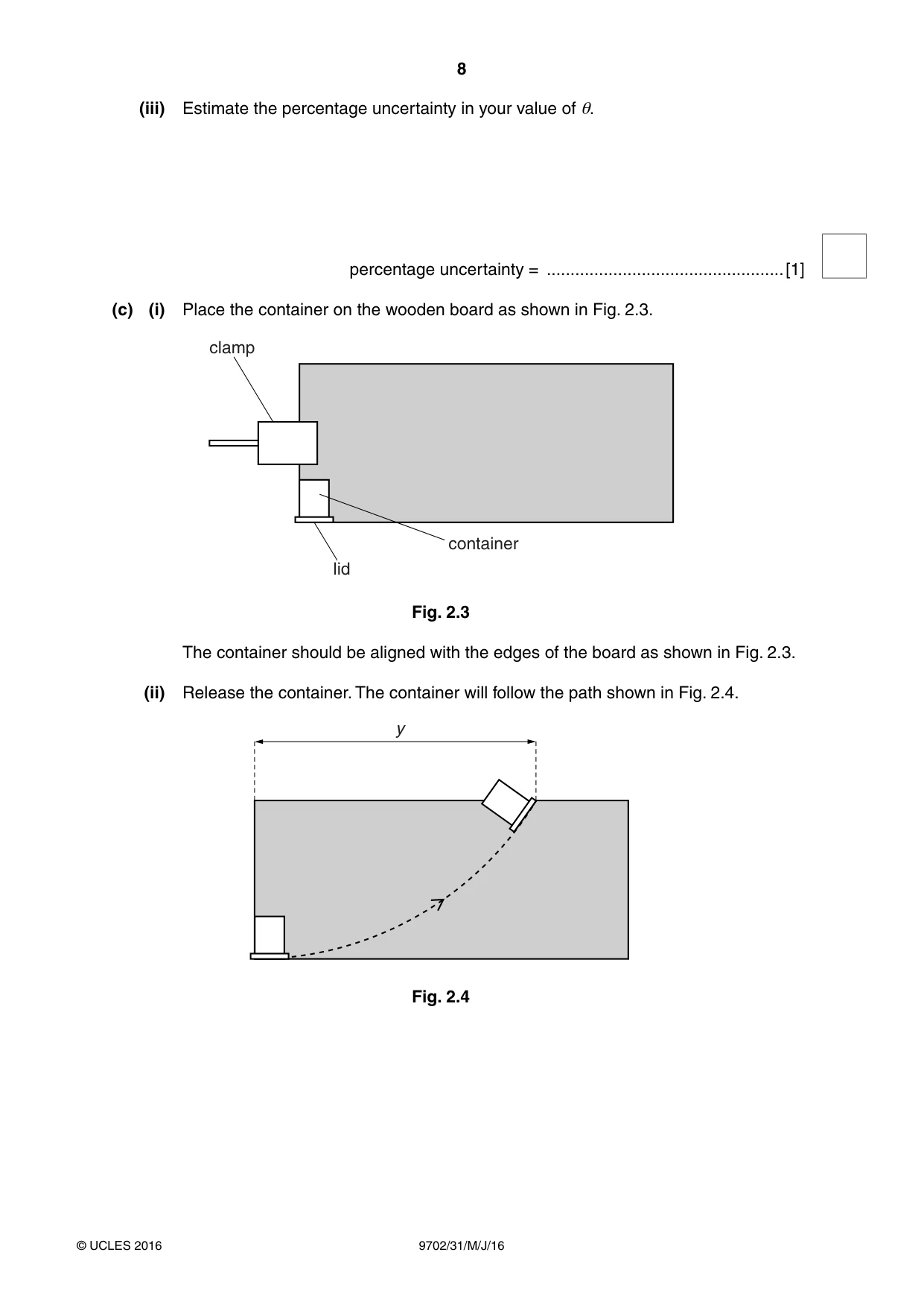 Cambridge A Level Physics 9702 2016 May/June Paper 3 · Variant 1 question paper, page 8 of 12