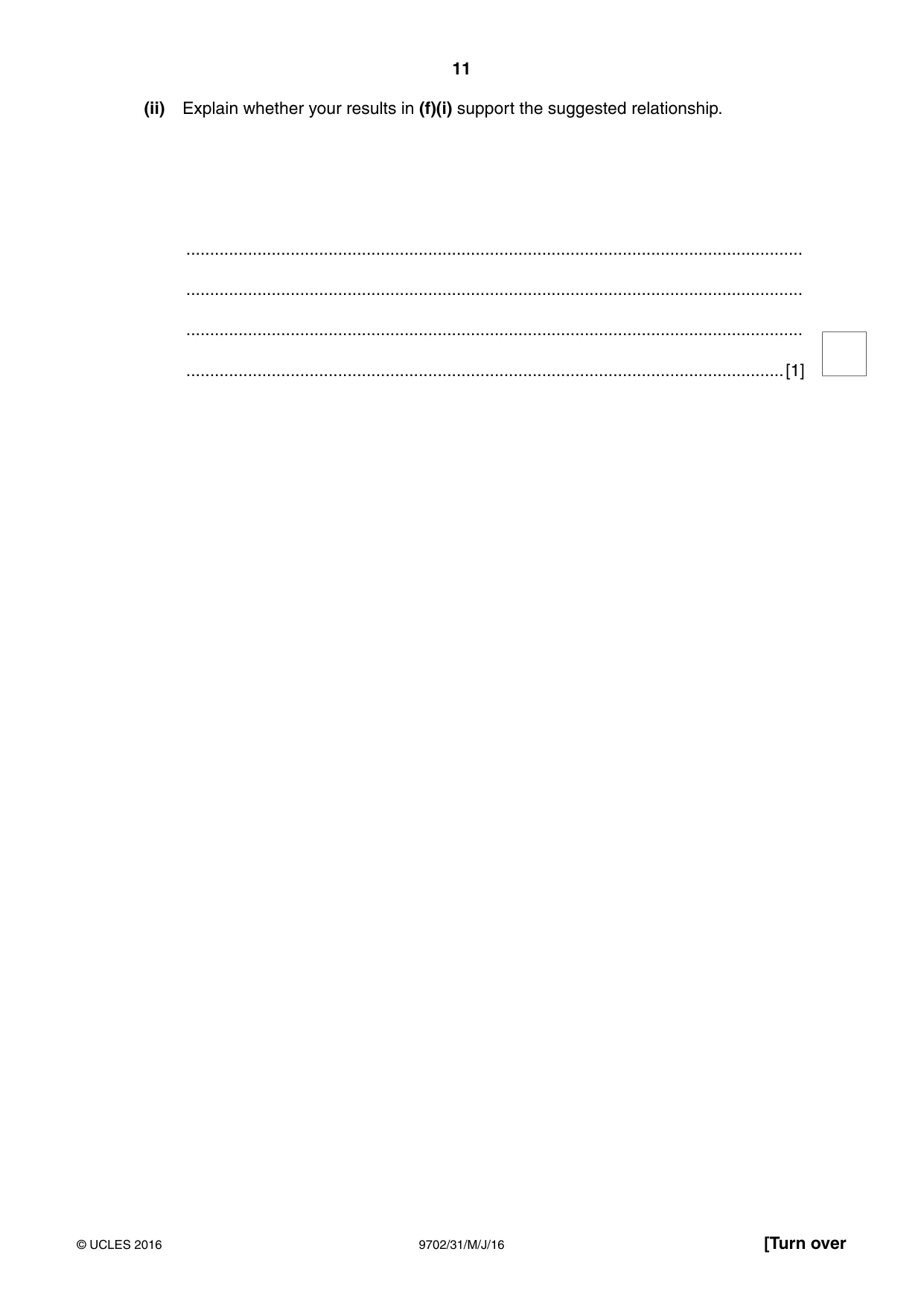 Cambridge A Level Physics 9702 2016 May/June Paper 3 · Variant 1 question paper, page 11 of 12