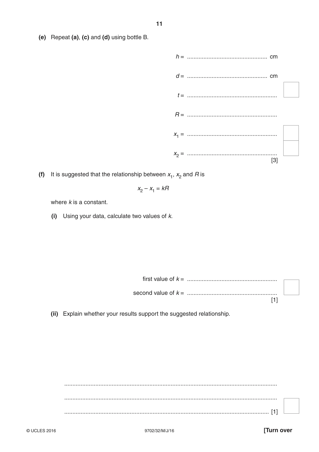 Cambridge A Level Physics 9702 2016 May/June Paper 3 · Variant 2 question paper, page 11 of 12