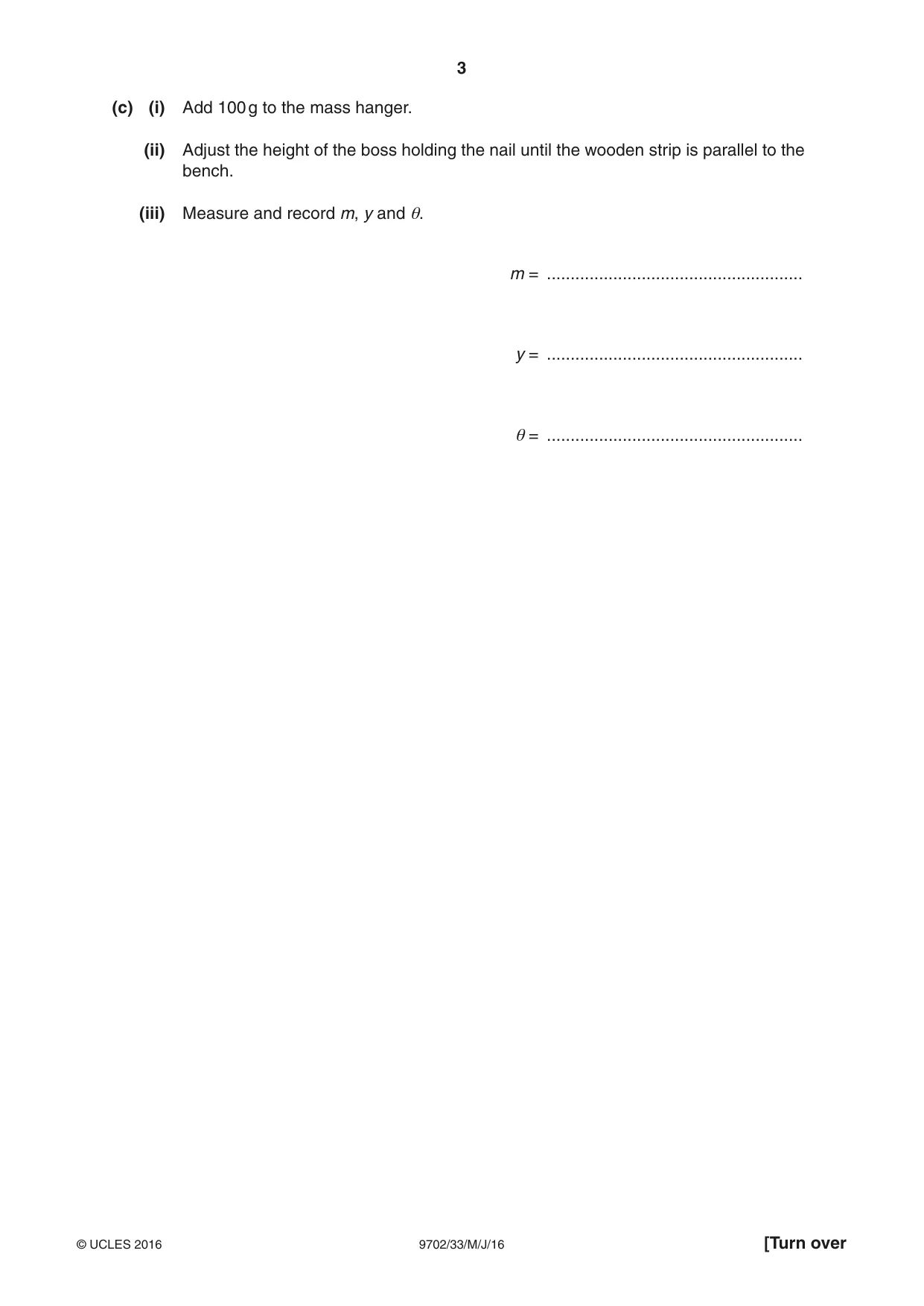 Cambridge A Level Physics 9702 2016 May/June Paper 3 · Variant 3 question paper, page 3 of 12