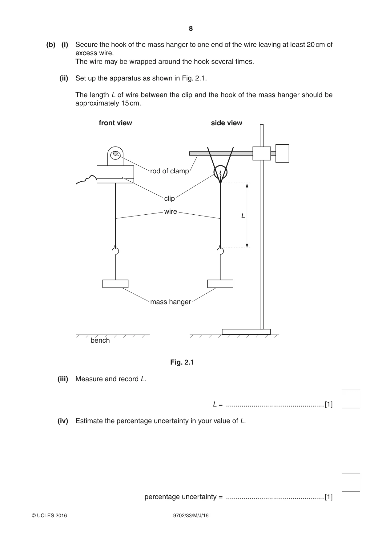 Cambridge A Level Physics 9702 2016 May/June Paper 3 · Variant 3 question paper, page 8 of 12