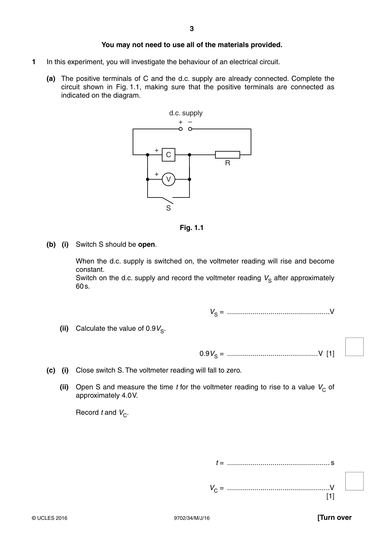 Cambridge A Level Physics 9702 2016 May/June Paper 3 · Variant 4 question paper, page 3 of 12