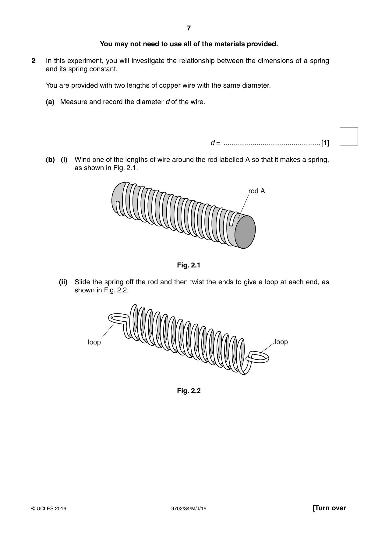Cambridge A Level Physics 9702 2016 May/June Paper 3 · Variant 4 question paper, page 7 of 12