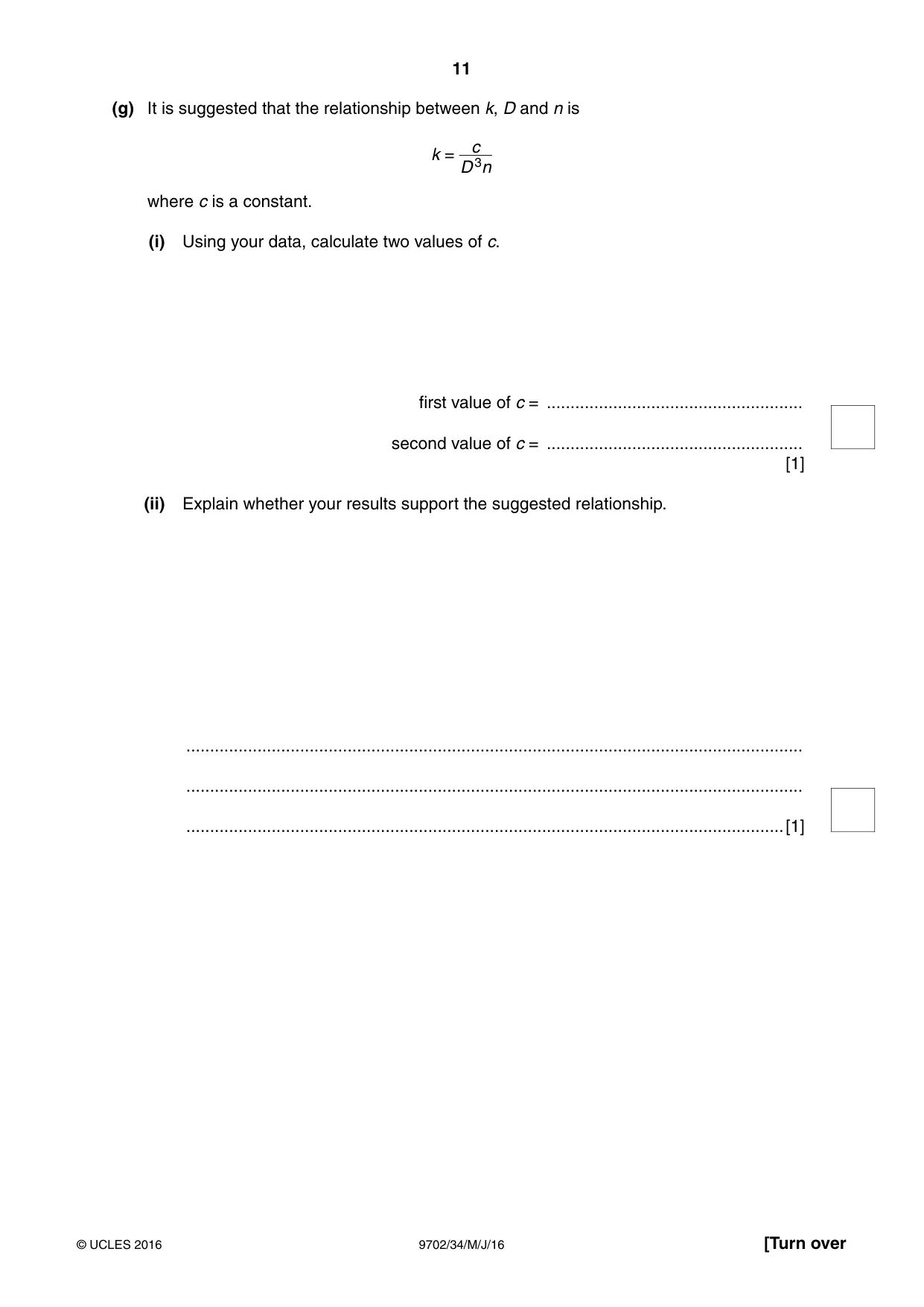 Cambridge A Level Physics 9702 2016 May/June Paper 3 · Variant 4 question paper, page 11 of 12