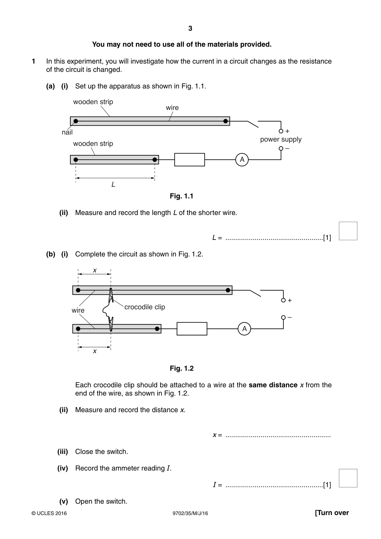 Cambridge A Level Physics 9702 2016 May/June Paper 3 · Variant 5 question paper, page 3 of 12