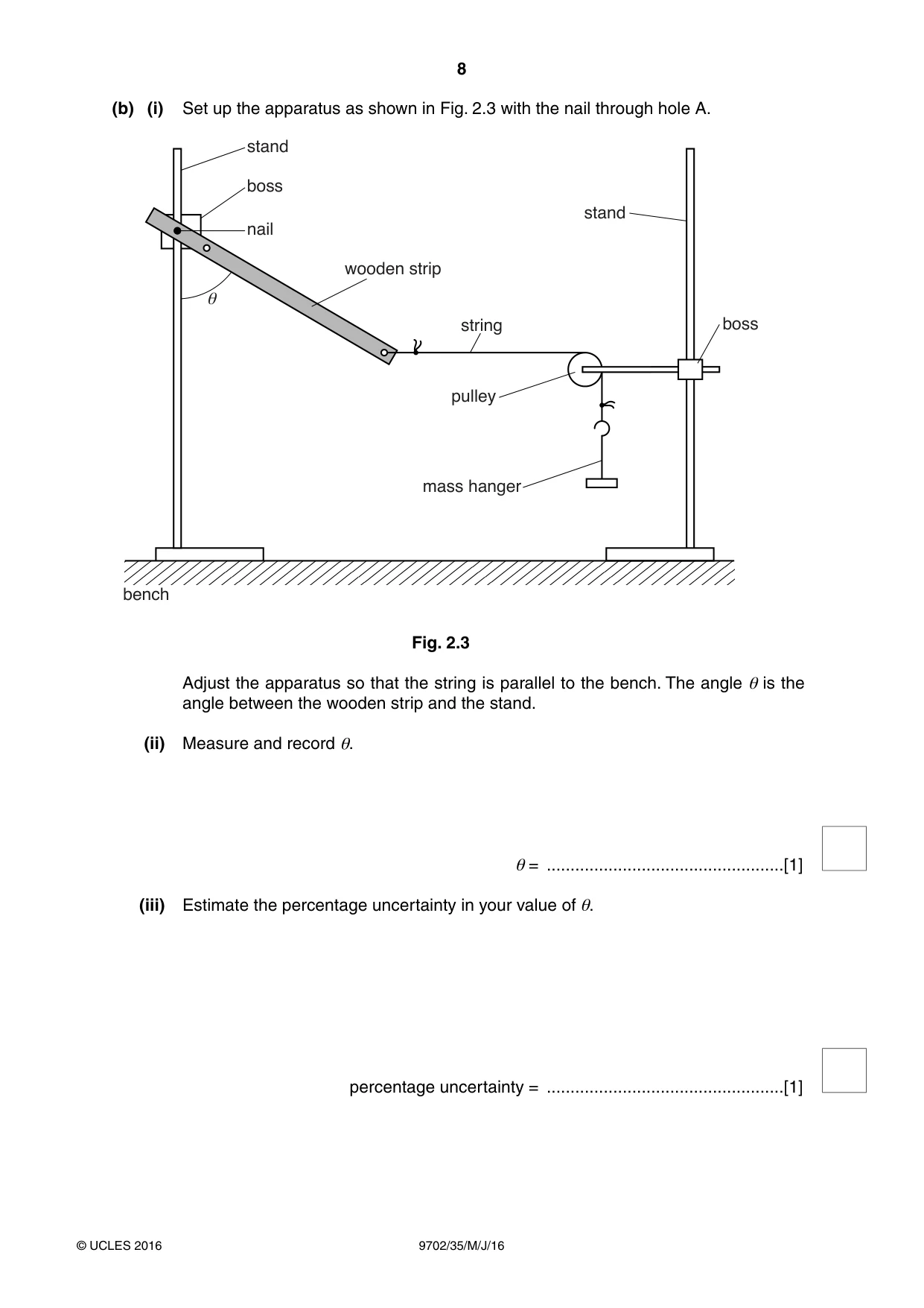 Cambridge A Level Physics 9702 2016 May/June Paper 3 · Variant 5 question paper, page 8 of 12